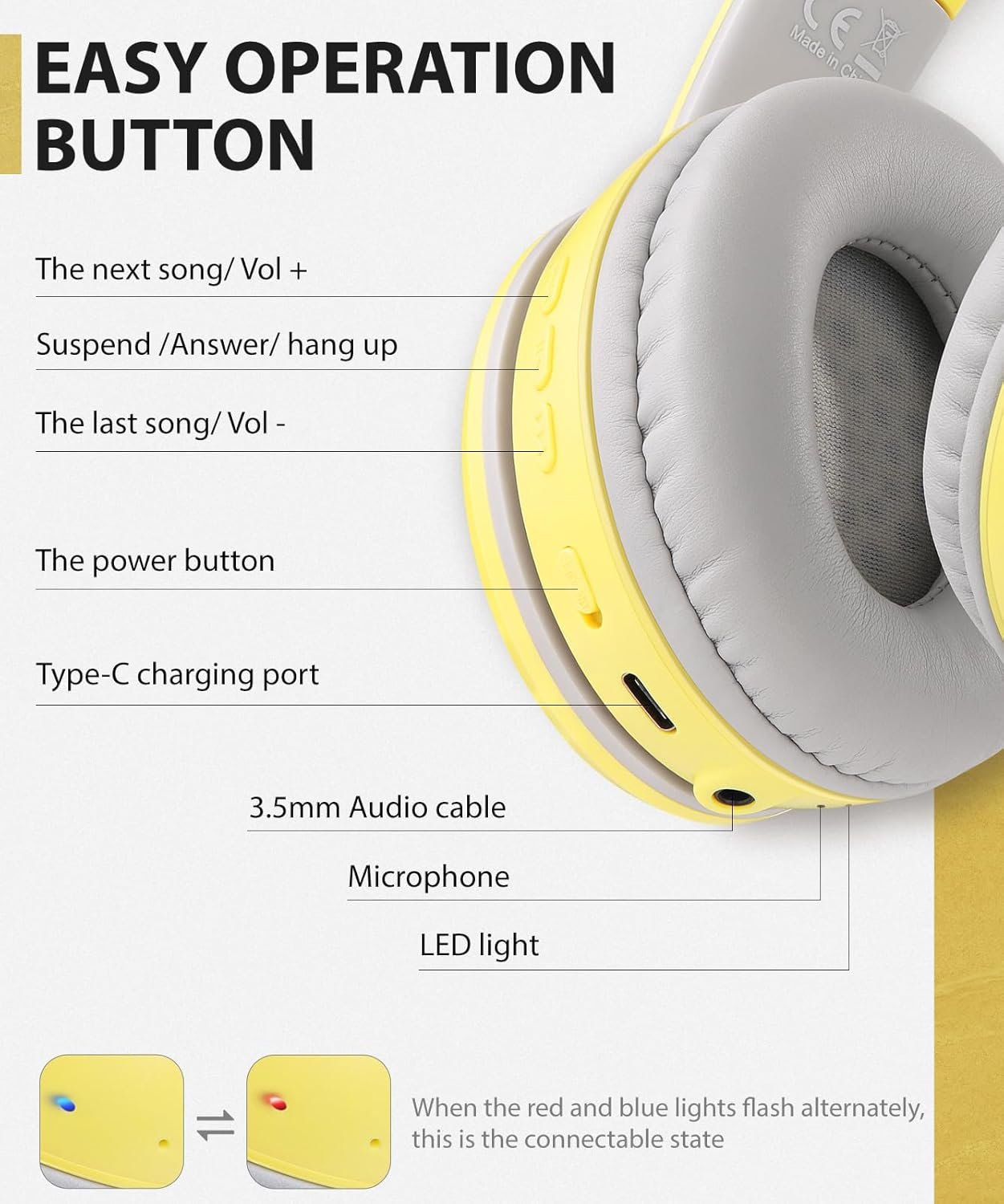 Foldable Wireless Earphones with Mic and Travel Case