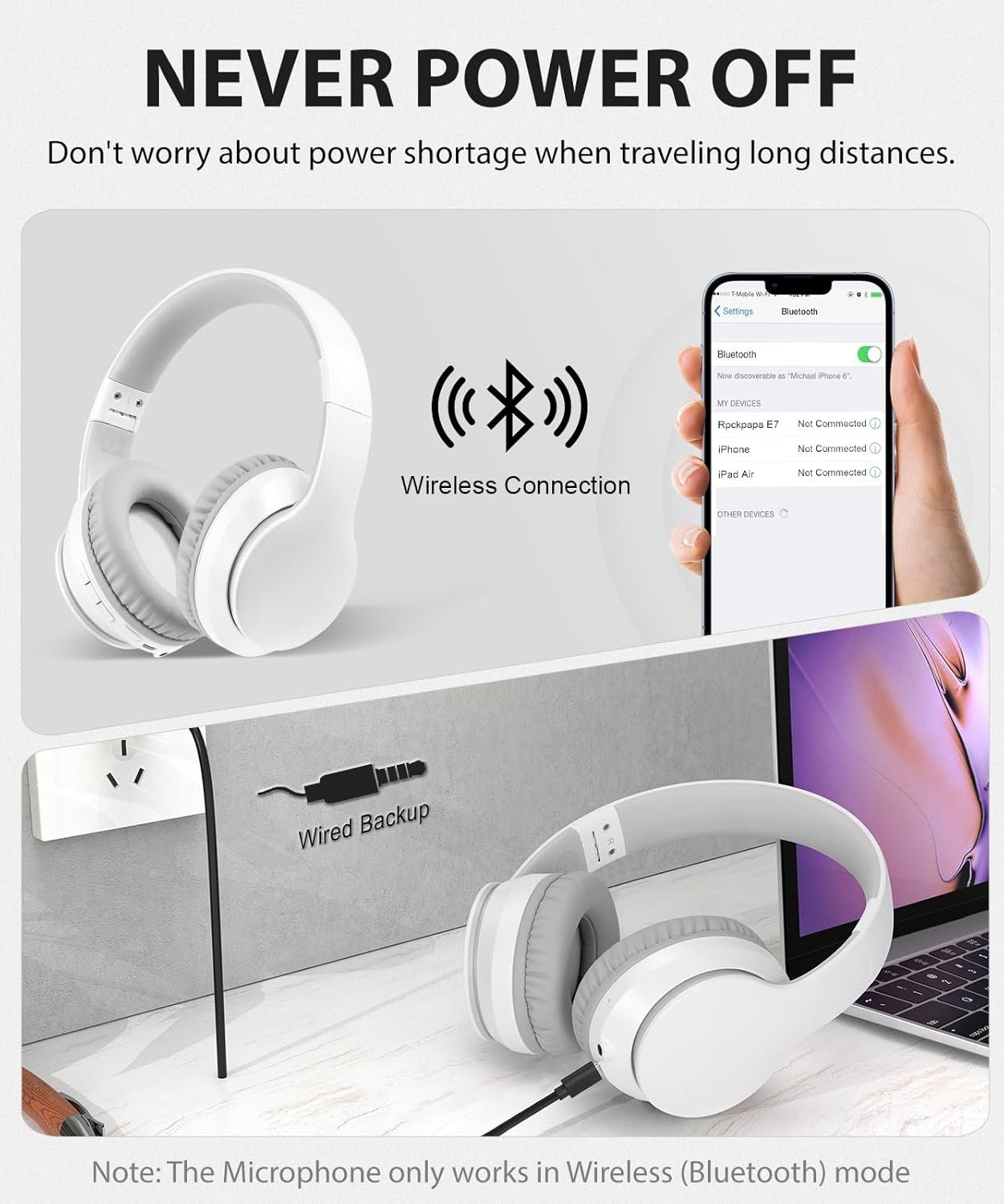 Foldable Wireless Earphones with Mic and Travel Case