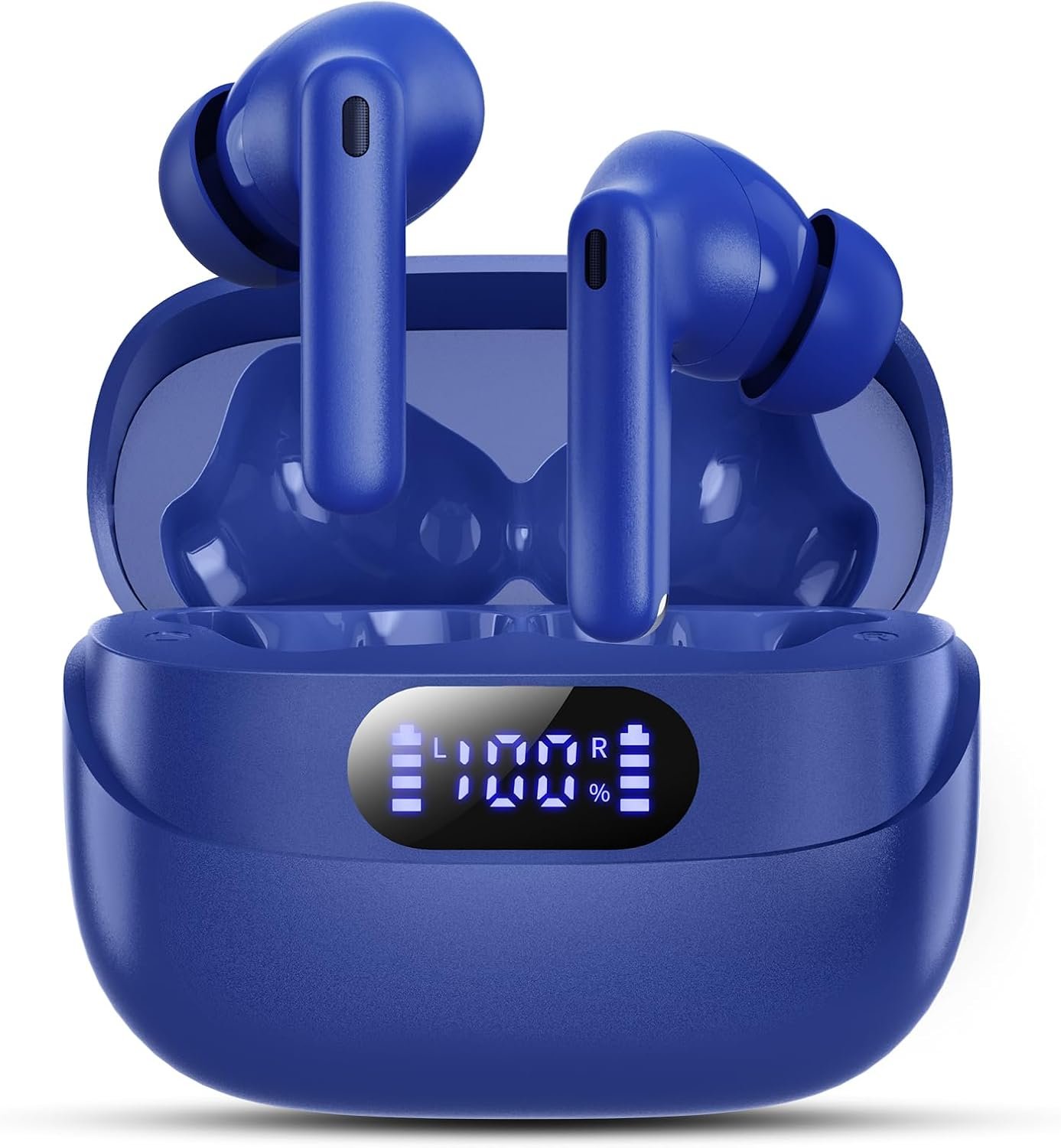 HiFi Stereo Call Noise Cancelling, IPX7 Waterproof Stereo In-Ear Headphones with LED Display