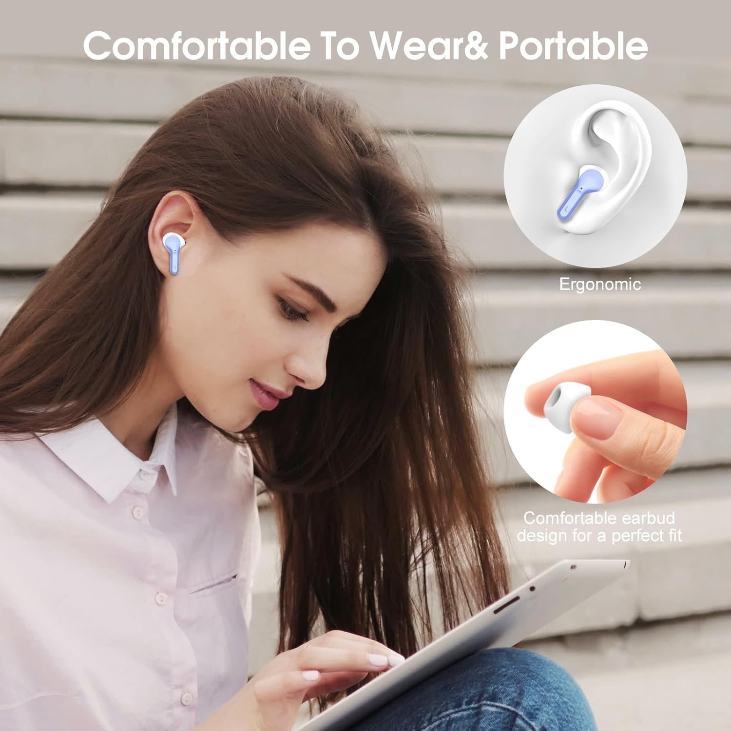 IP7 Waterproof Wireless Bluetooth Earphones with ENC Noise Cancelling Microphone