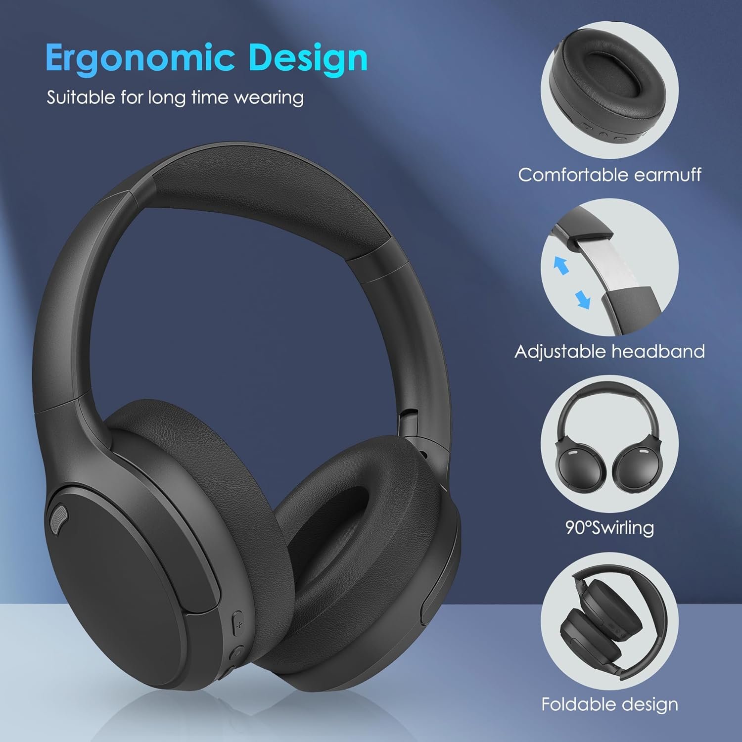 Foldable and lightweight Bluetooth 5.4 Headphones