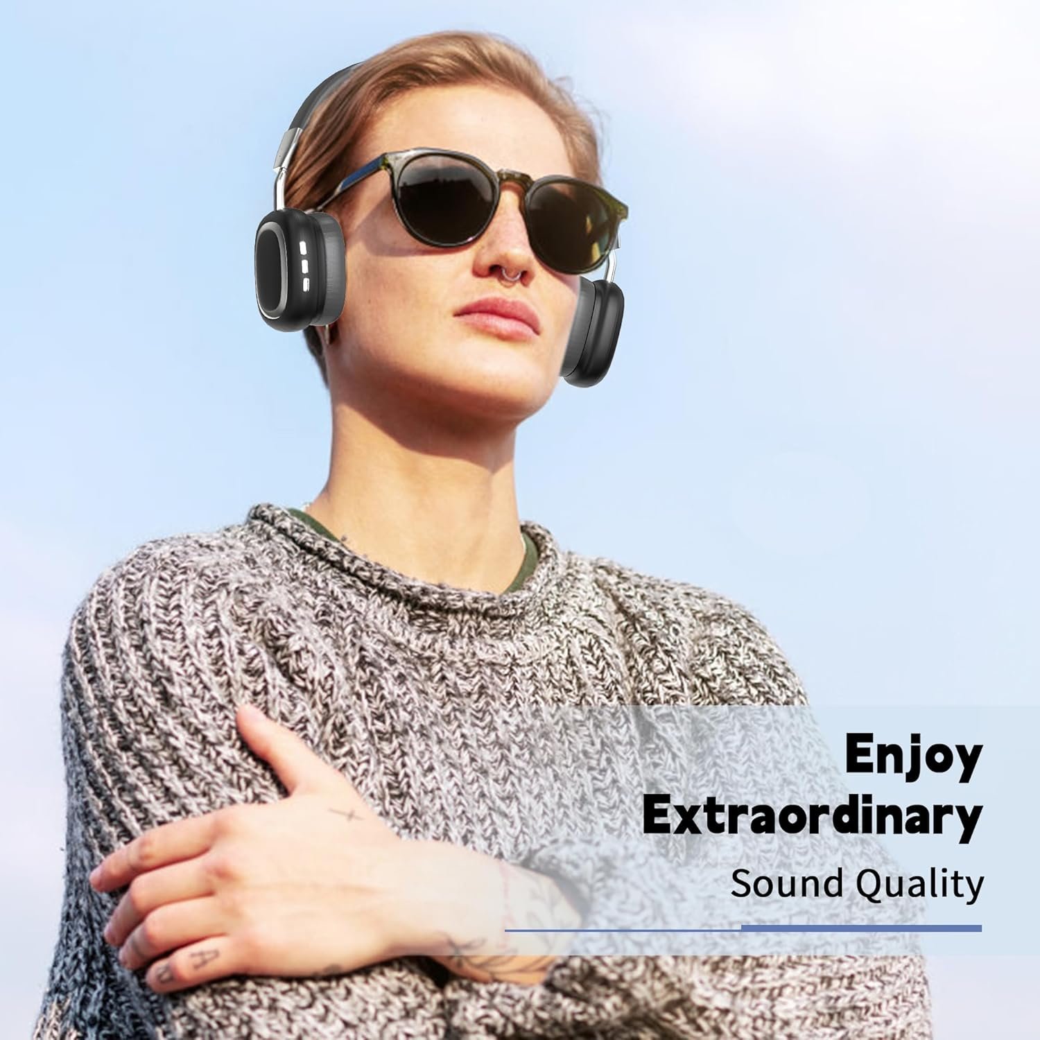 HiFi Stereo Foldable 5.3 Wireless Bluetooth Noise Cancelling Headphones