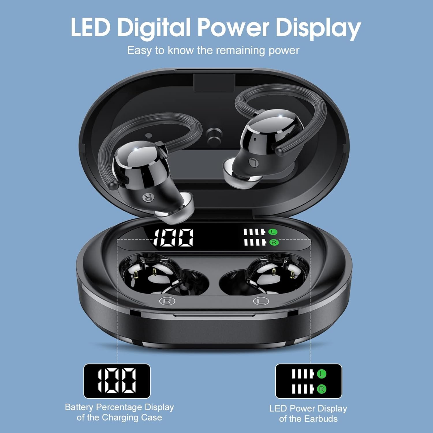 HiFi Stereo Bluetooth 5.3 In-ear Running Headphones with Earhook