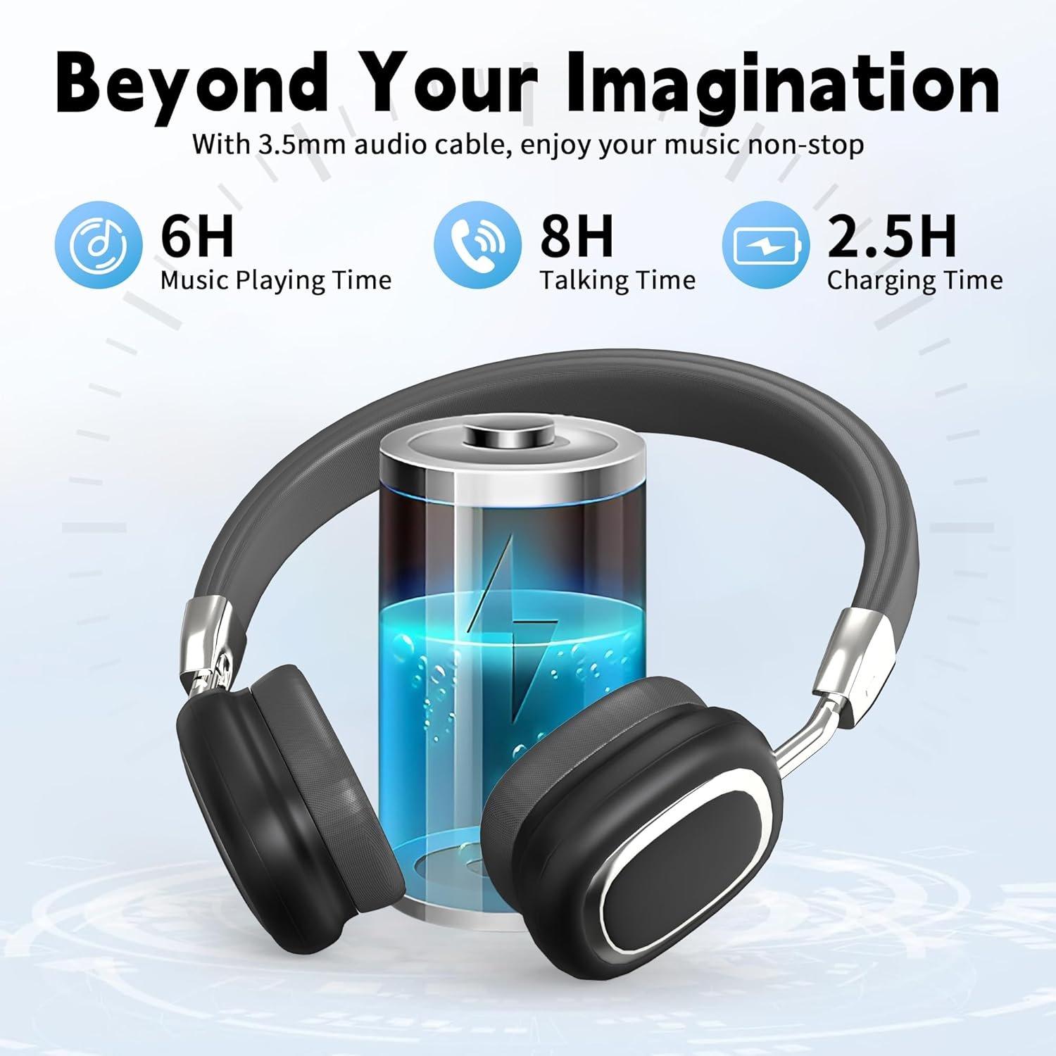 HiFi Stereo Foldable 5.3 Wireless Bluetooth Noise Cancelling Headphones
