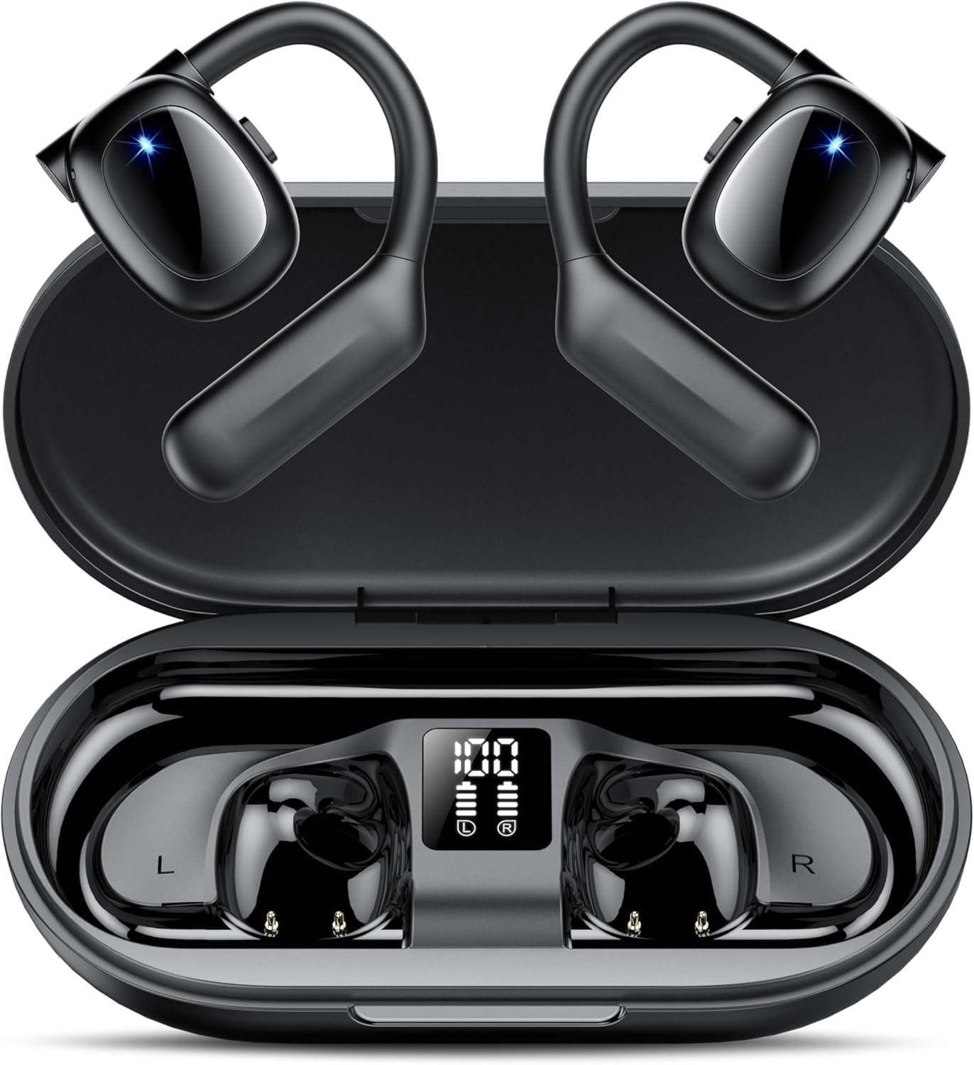 IPX5 Waterproof Open-Back Bluetooth 5.3 Earphones Built-in 4 Microphones with Ear Hook