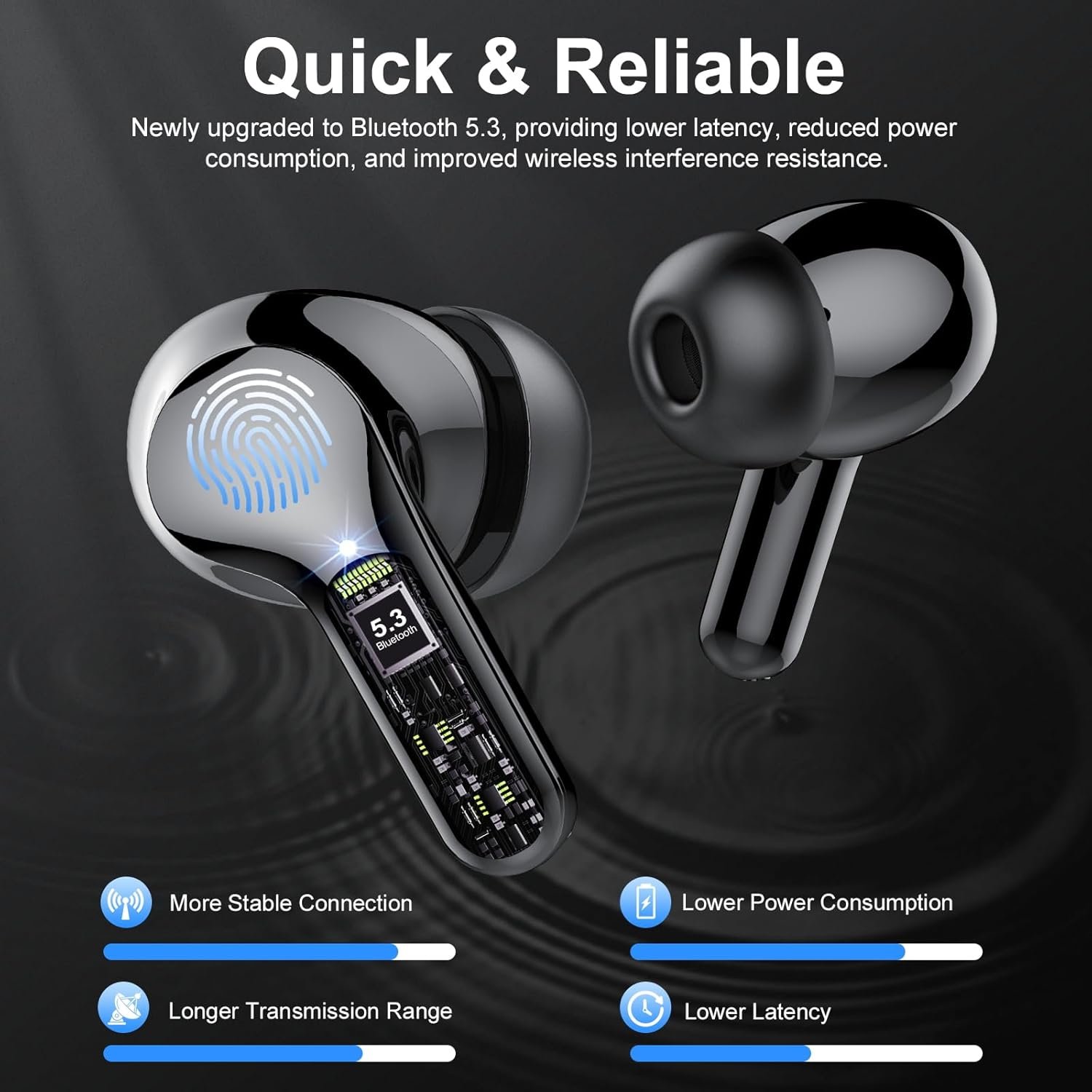 IP7 Waterproof Wireless Bluetooth Earphones with ENC Noise Cancelling Microphone