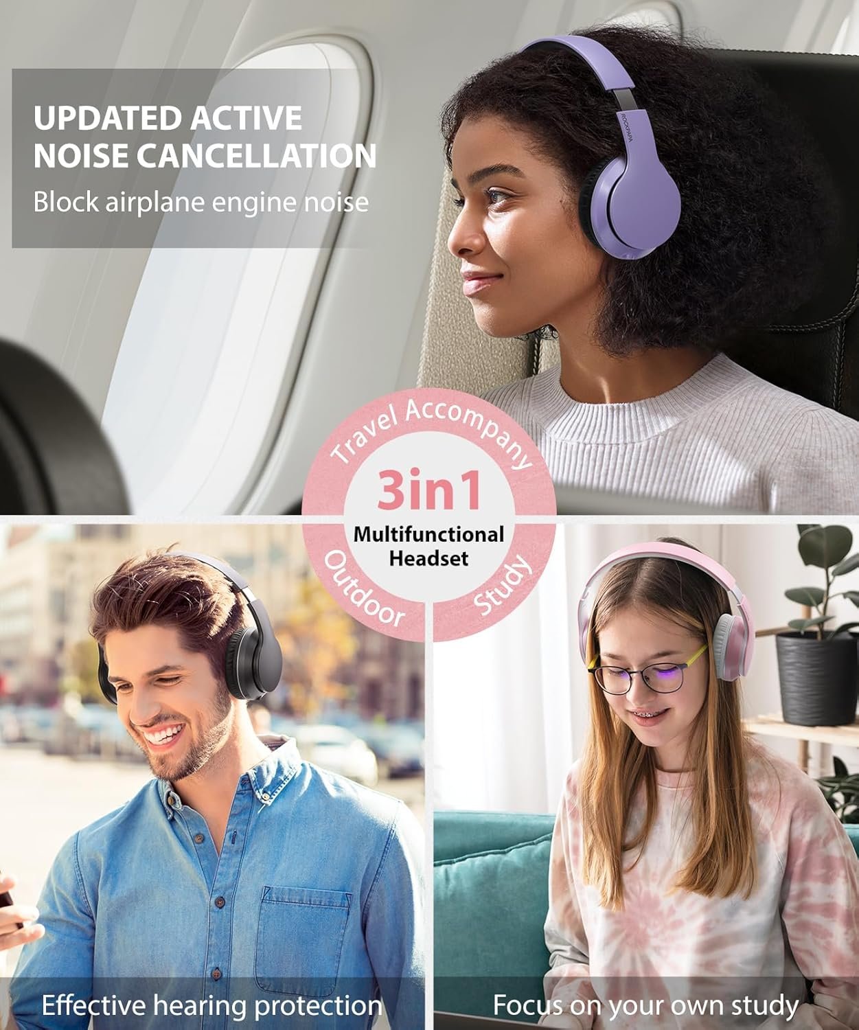 Foldable Wireless Earphones with Mic and Travel Case