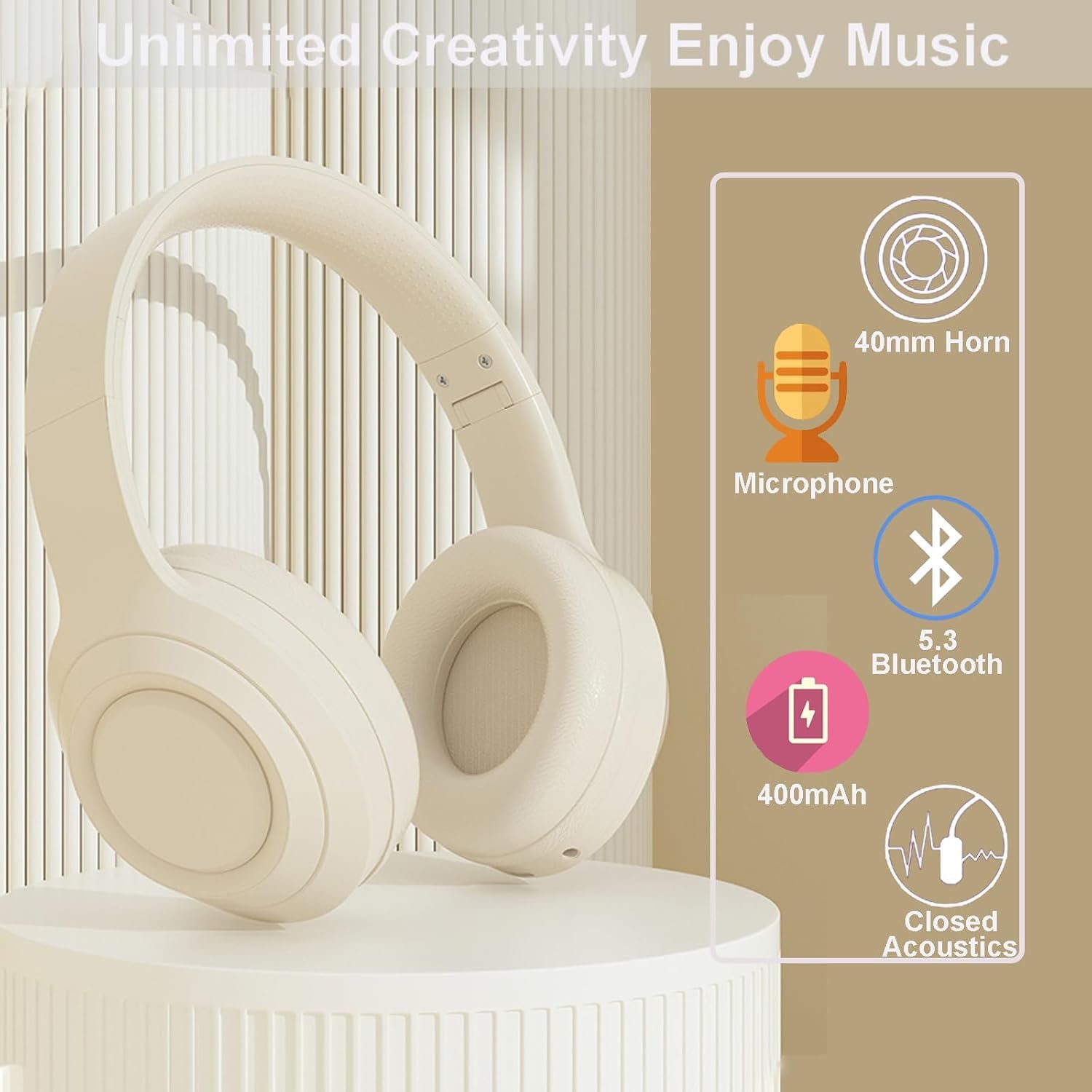 Hi-Fi Stereo Bluetooth Foldable Over-Ear Headphones with Built-in Microphone