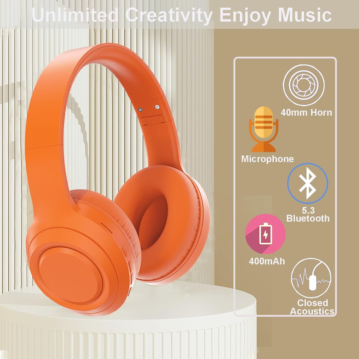 Hi-Fi Stereo Bluetooth Foldable Over-Ear Headphones with Built-in Microphone
