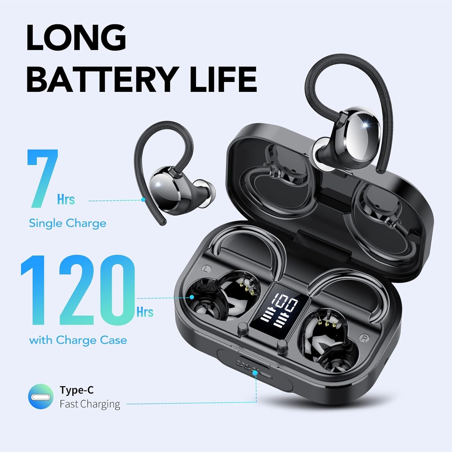 IPX7 Waterproof, Deep Bass 2.0 Bluetooth Earphones Wireless Headphones