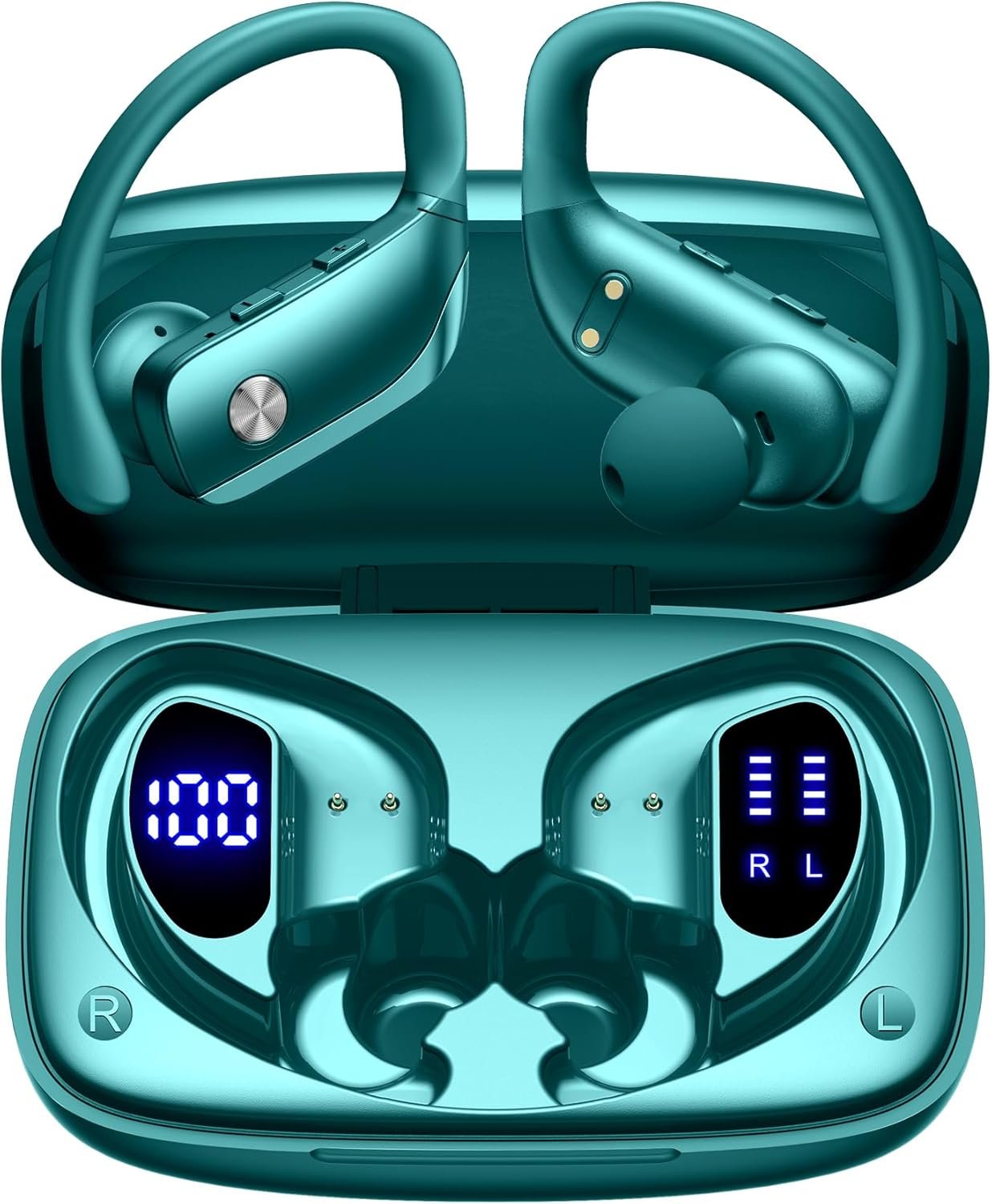 Wireless Bluetooth Headphones with LED Display and Ear Hooks