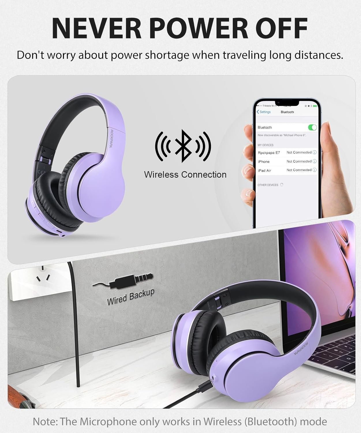 Foldable Wireless Earphones with Mic and Travel Case