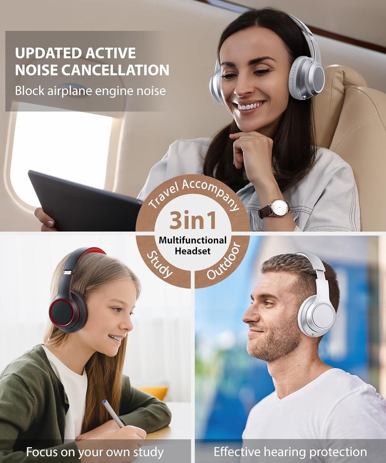 Foldable Wireless Earphones with Mic and Travel Case