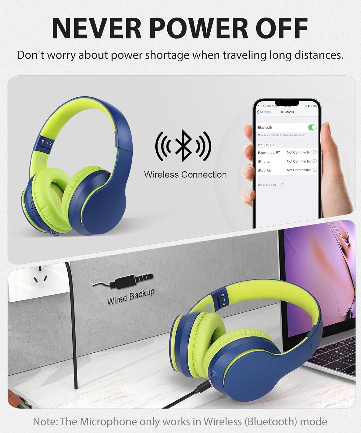 Foldable Wireless Earphones with Mic and Travel Case