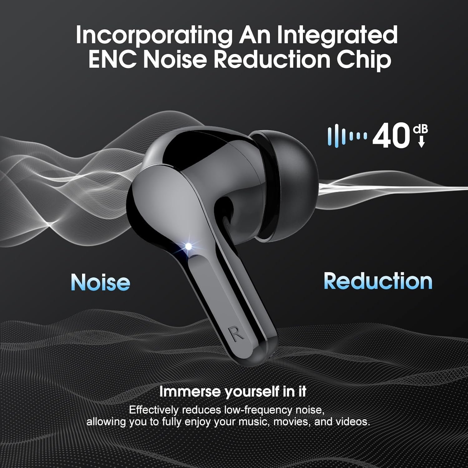 IP7 Waterproof Wireless Bluetooth Earphones with ENC Noise Cancelling Microphone