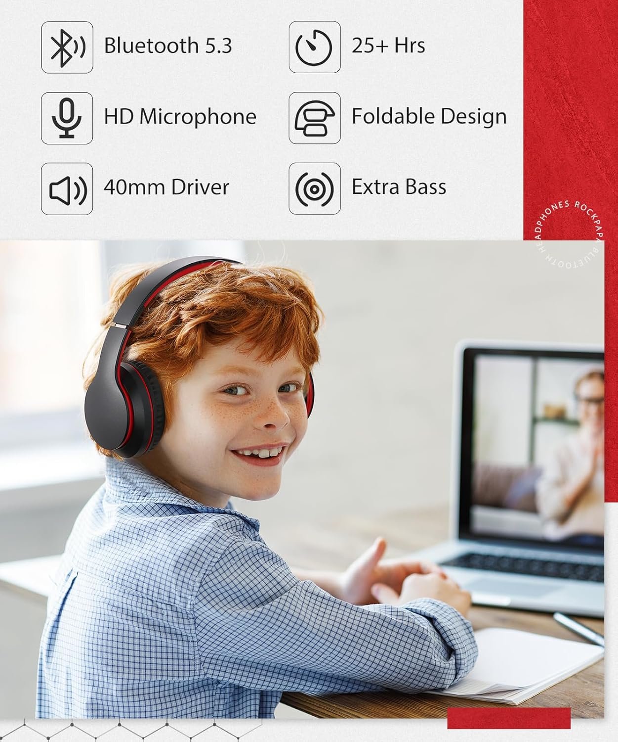 Foldable Wireless Earphones with Mic and Travel Case