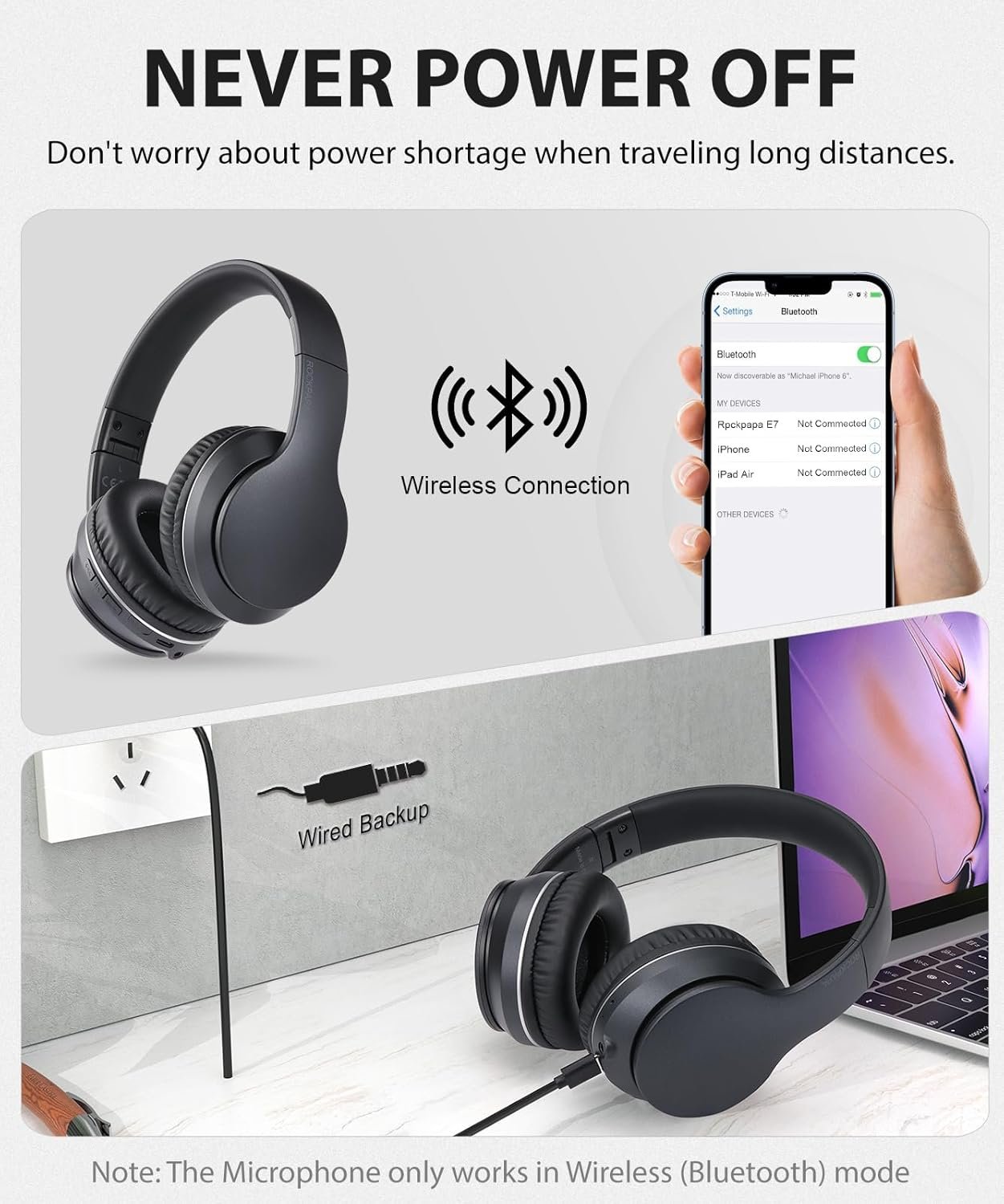 Foldable Wireless Earphones with Mic and Travel Case