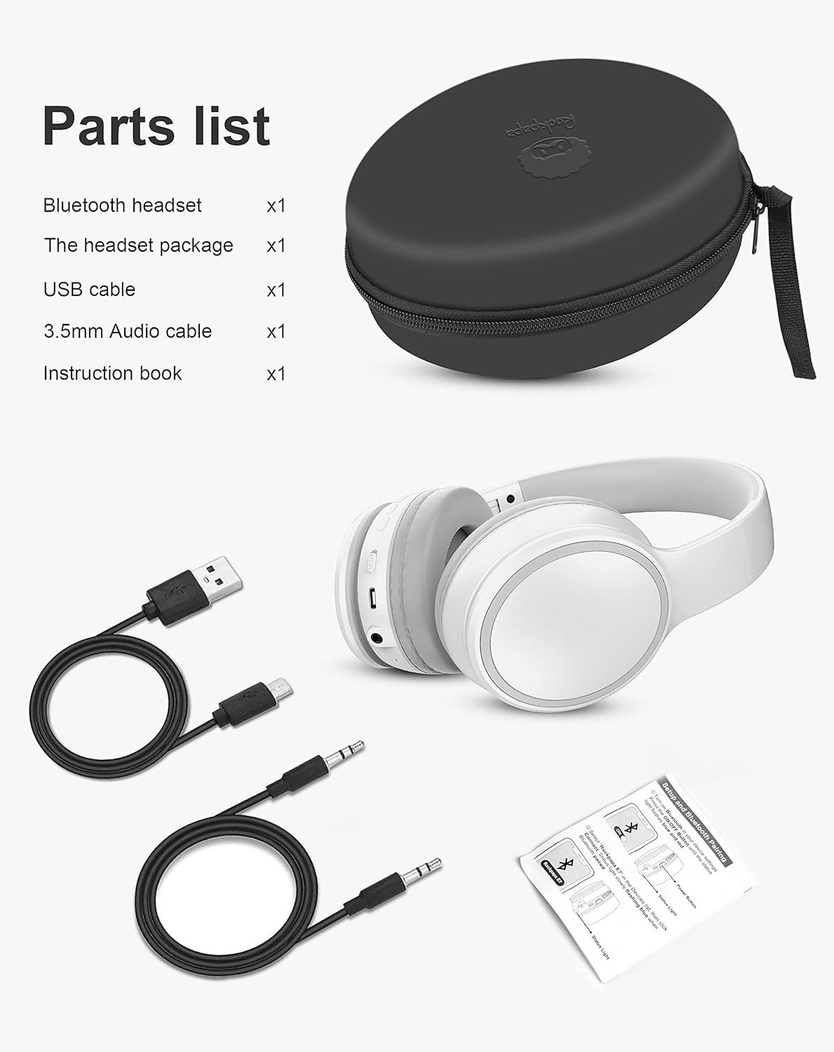 Foldable Wireless Earphones with Mic and Travel Case