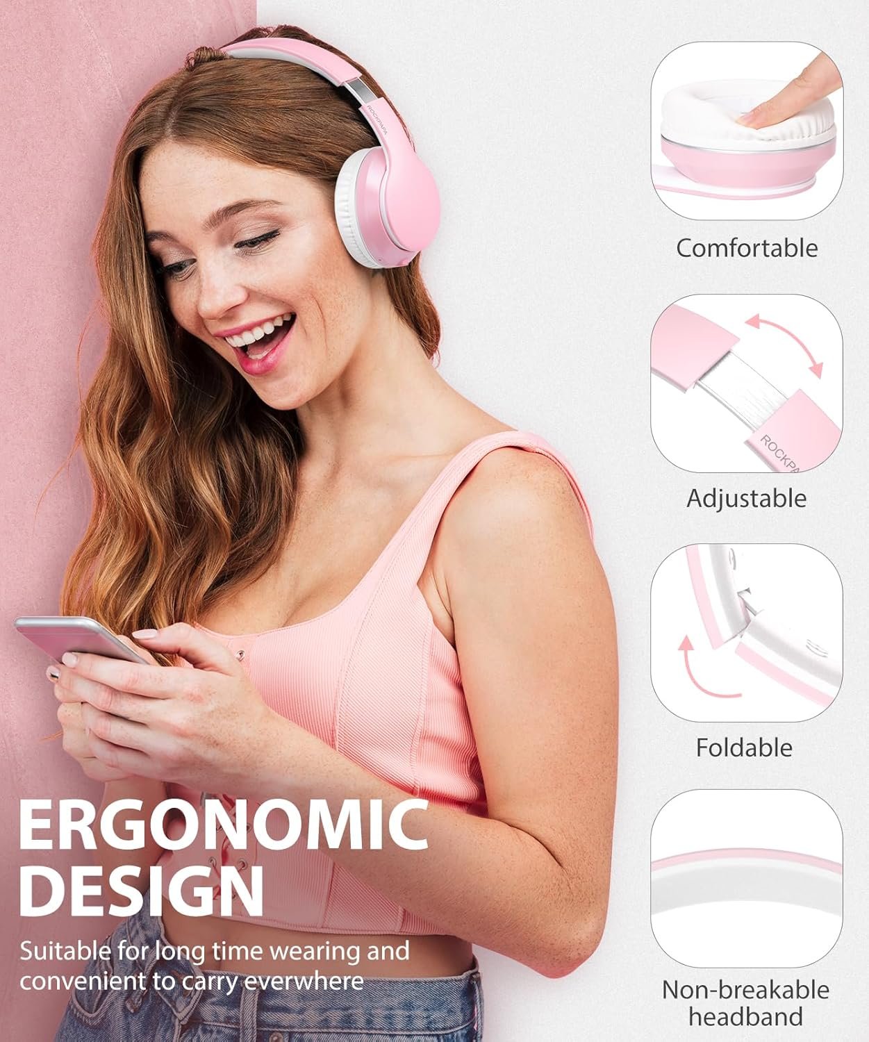 Foldable Wireless Earphones with Mic and Travel Case