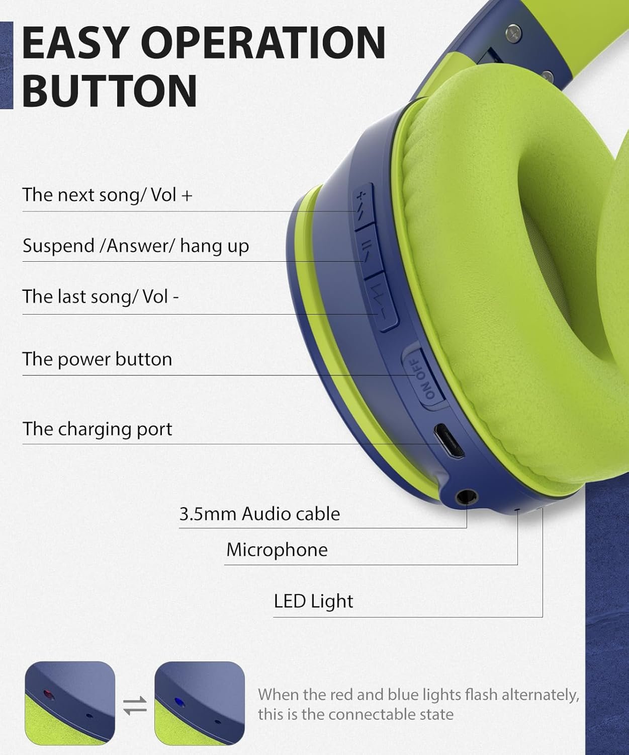 Foldable Wireless Earphones with Mic and Travel Case