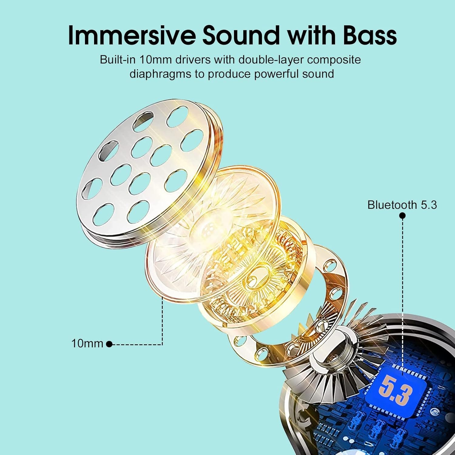 HiFi Stereo Bluetooth 5.3 In-ear Running Headphones with Earhook