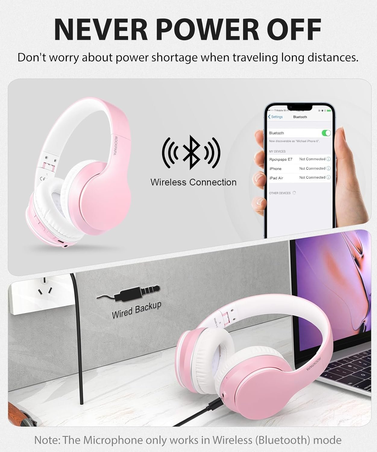Foldable Wireless Earphones with Mic and Travel Case