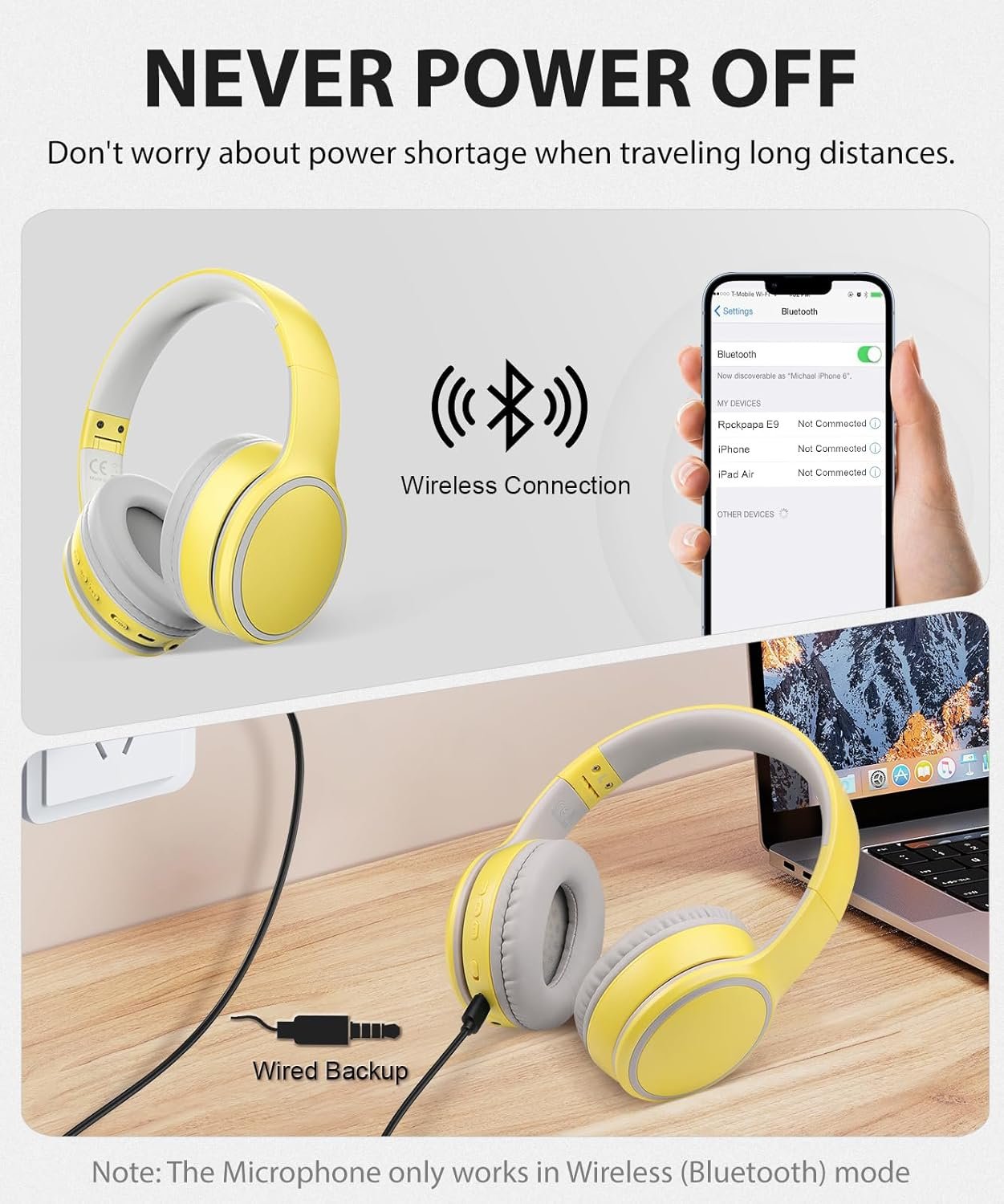 Foldable Wireless Earphones with Mic and Travel Case