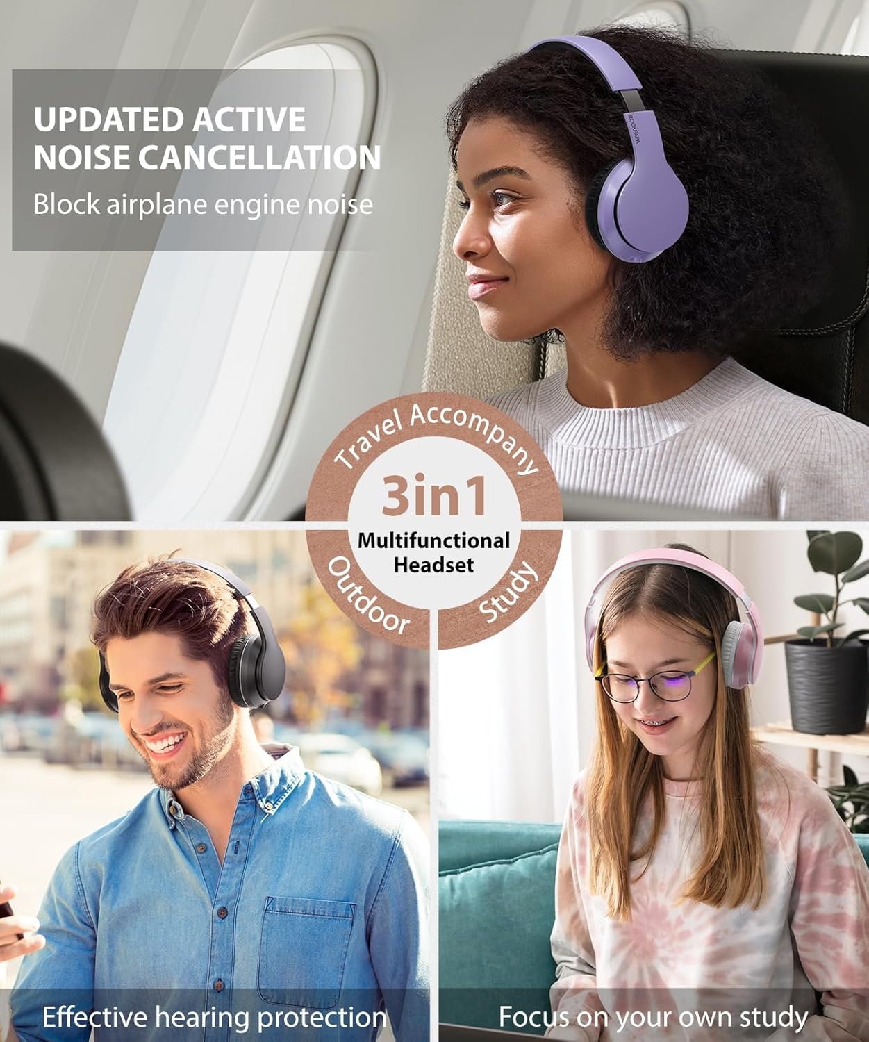 Foldable Wireless Earphones with Mic and Travel Case