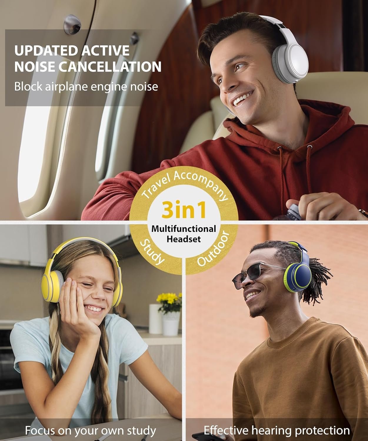 Foldable Wireless Earphones with Mic and Travel Case