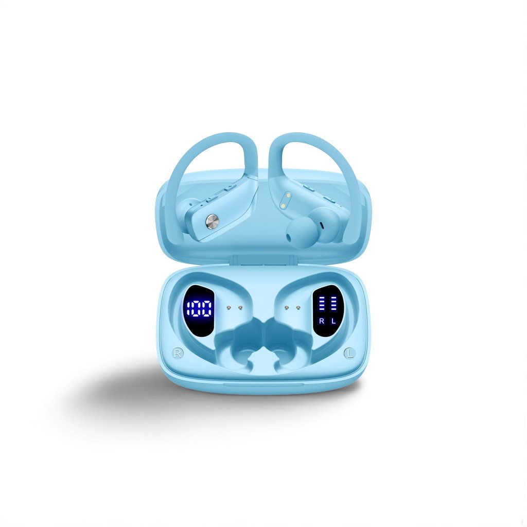 Wireless Bluetooth Headphones with LED Display and Ear Hooks