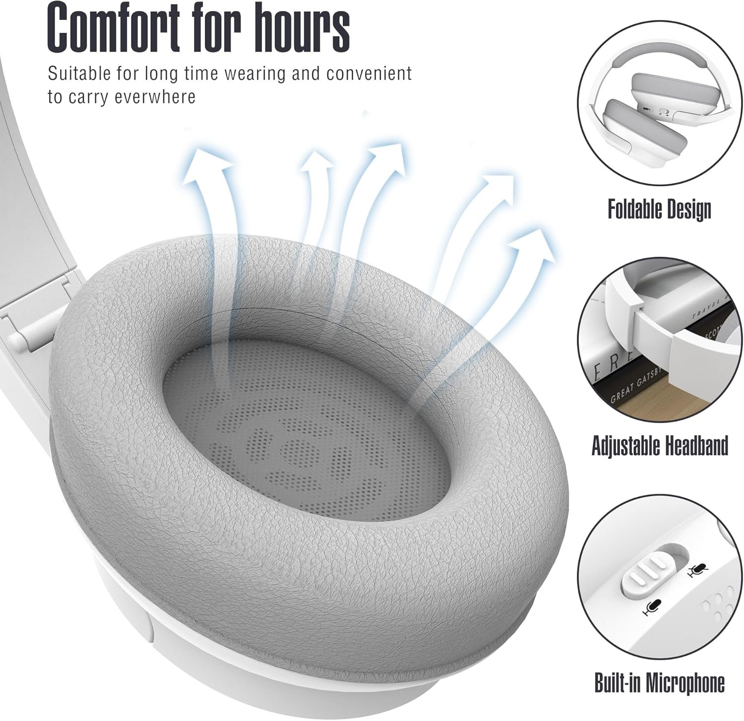 HiFi Stereo Bluetooth Wireless Over-Ear Headphones with Mic