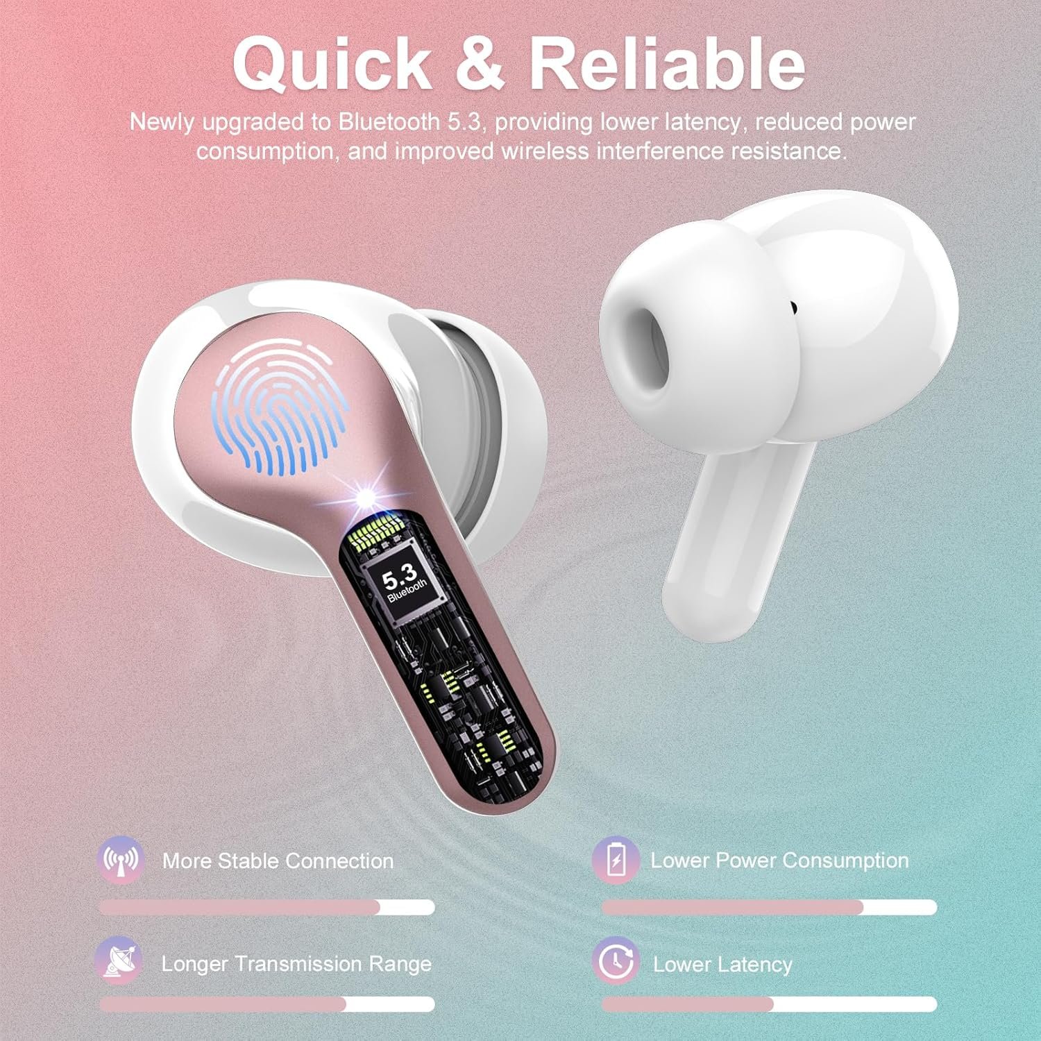 IP7 Waterproof Wireless Bluetooth Earphones with ENC Noise Cancelling Microphone