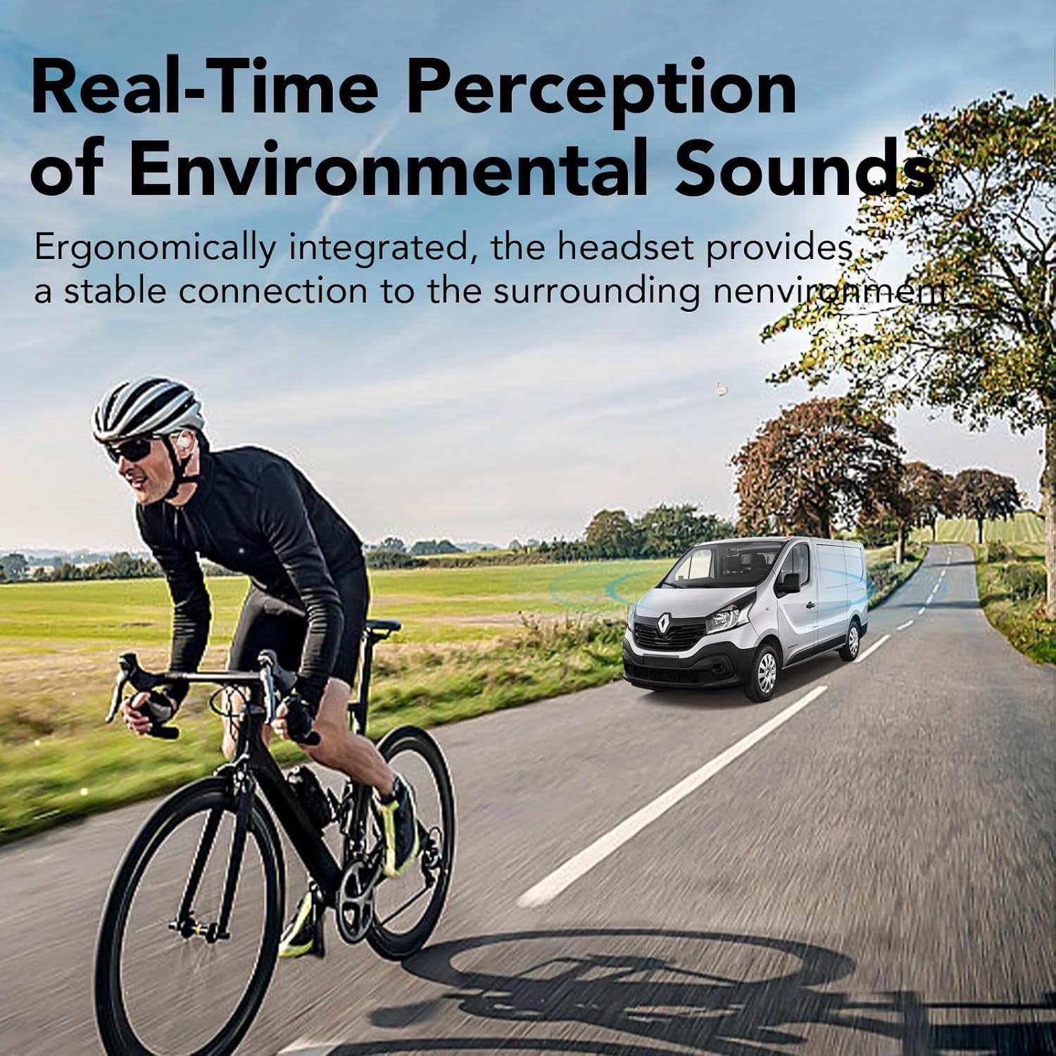 IPX5 Waterproof Open-Back Bluetooth 5.3 Earphones Built-in 4 Microphones with Ear Hook