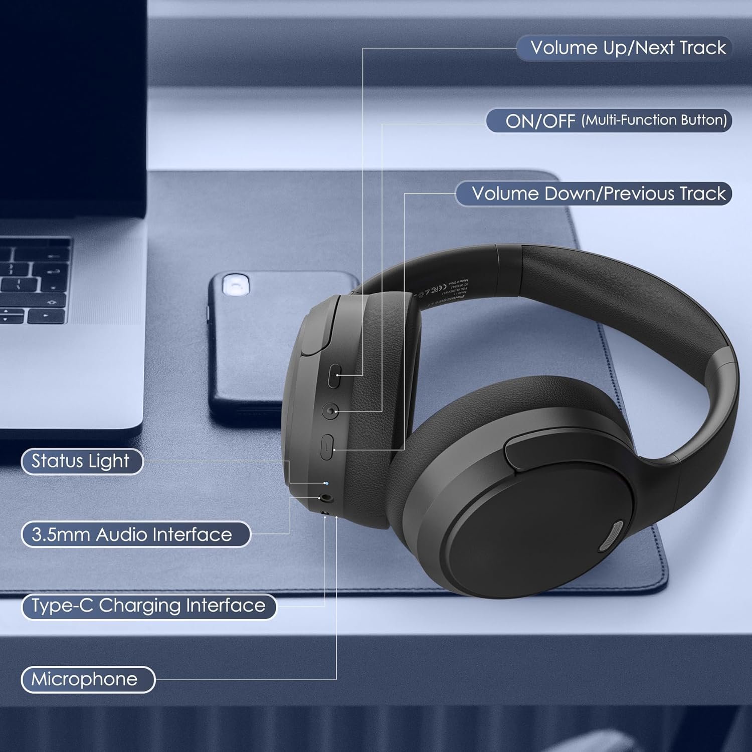 Foldable and lightweight Bluetooth 5.4 Headphones