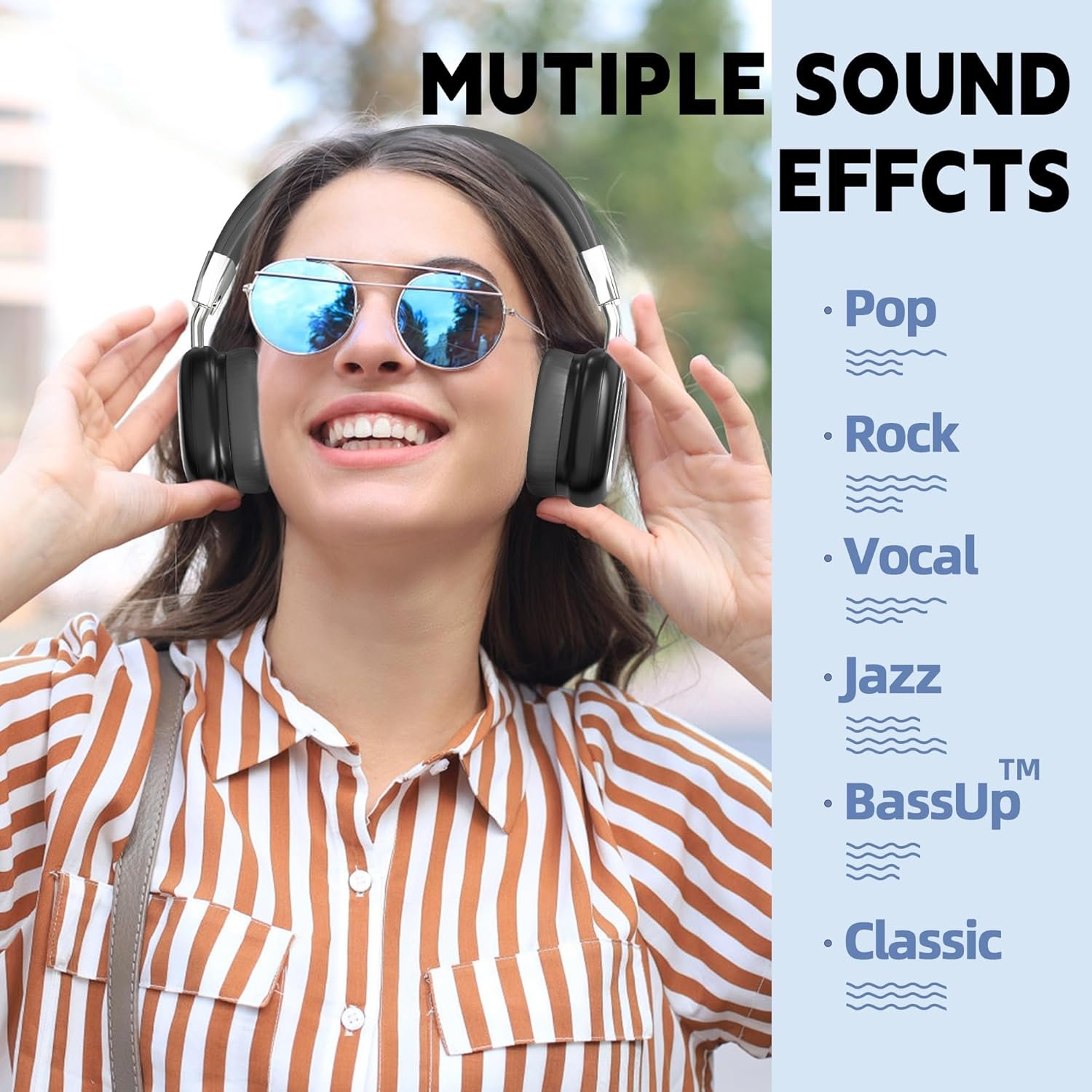 HiFi Stereo Foldable 5.3 Wireless Bluetooth Noise Cancelling Headphones