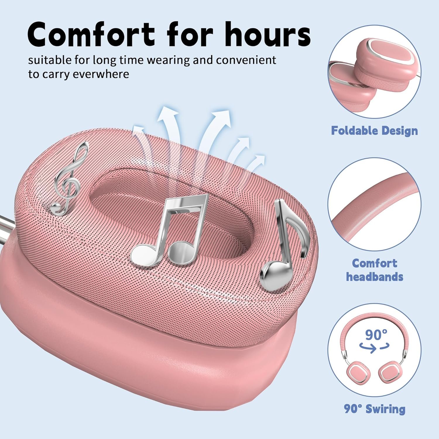 HiFi Stereo Foldable 5.3 Wireless Bluetooth Noise Cancelling Headphones