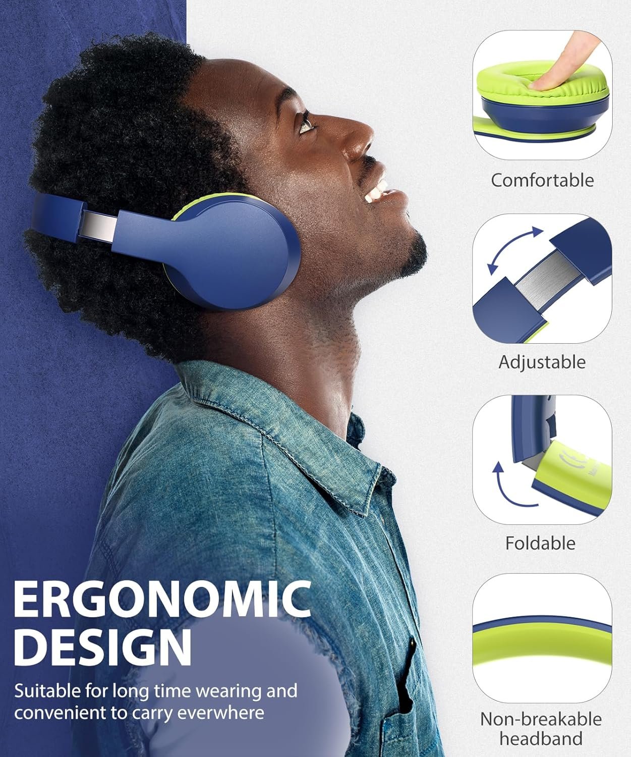 Foldable Wireless Earphones with Mic and Travel Case