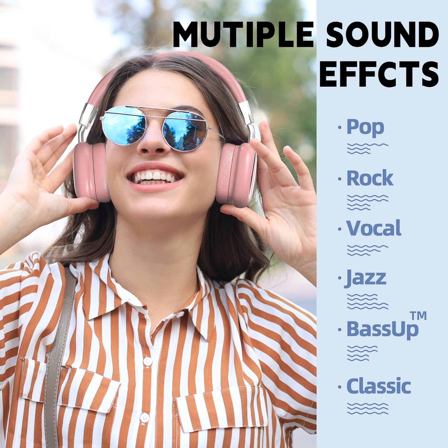 HiFi Stereo Foldable 5.3 Wireless Bluetooth Noise Cancelling Headphones