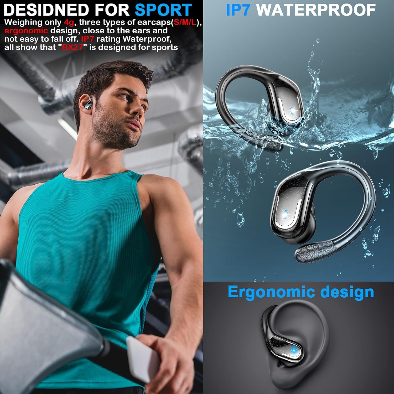 IP7 Waterproof with ENC Noise Cancelling Mic Bluetooth Earbuds