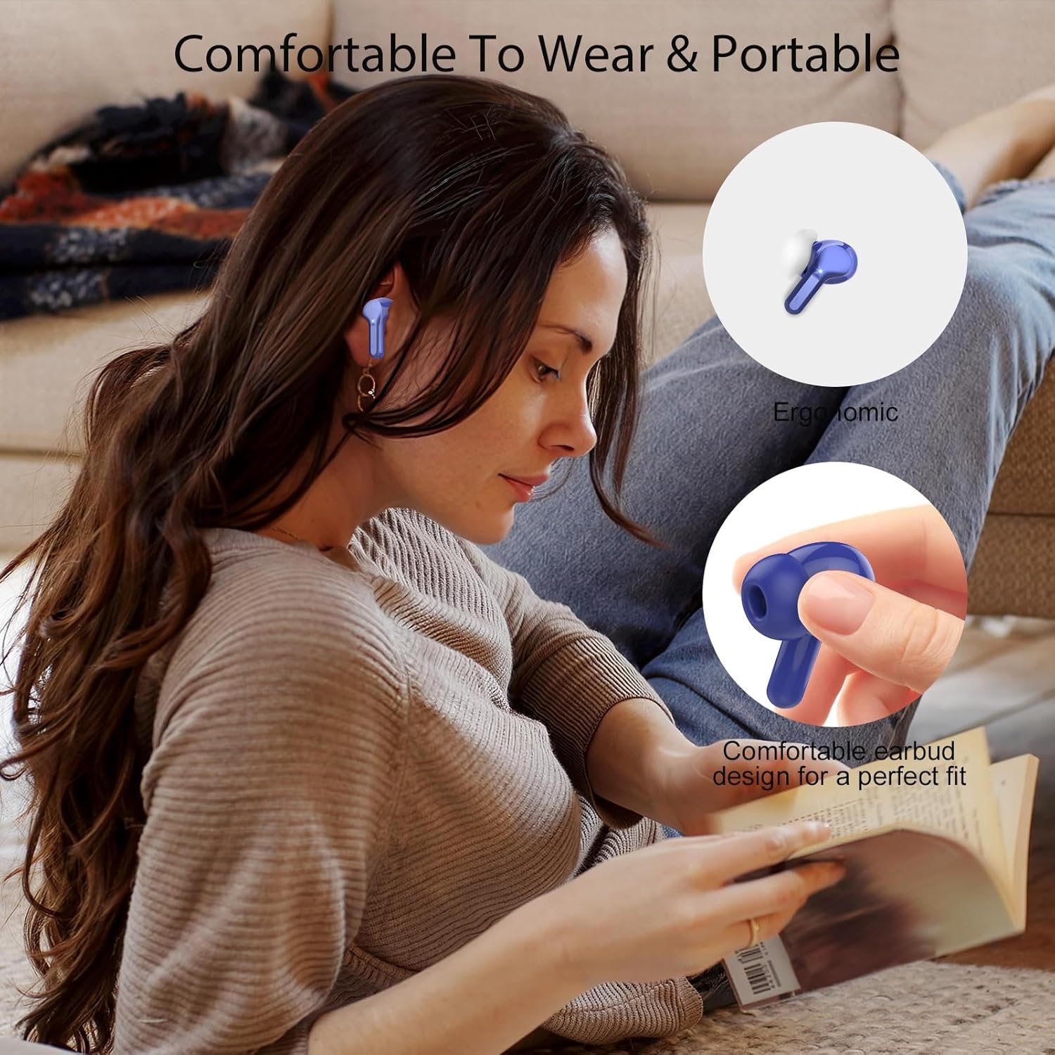IP7 Waterproof Wireless Bluetooth Earphones with ENC Noise Cancelling Microphone