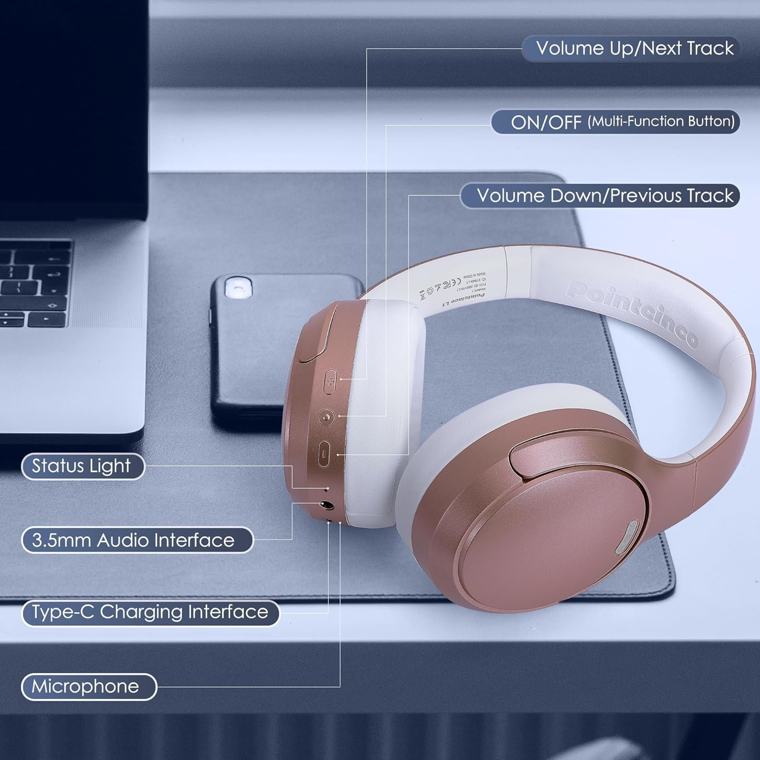 Foldable and lightweight Bluetooth 5.4 Headphones