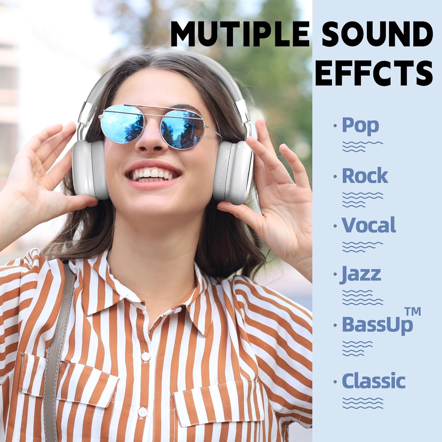 HiFi Stereo Foldable 5.3 Wireless Bluetooth Noise Cancelling Headphones