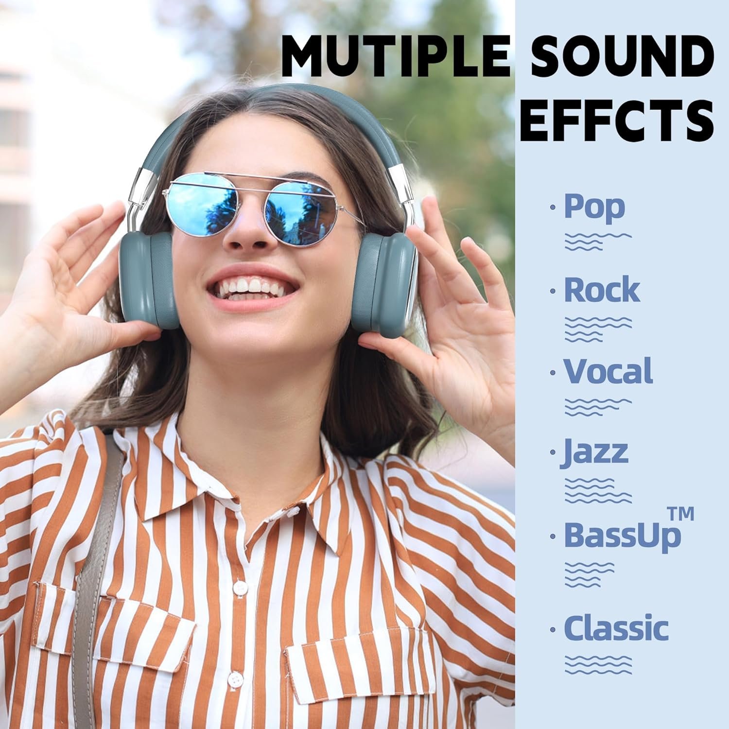 HiFi Stereo Foldable 5.3 Wireless Bluetooth Noise Cancelling Headphones