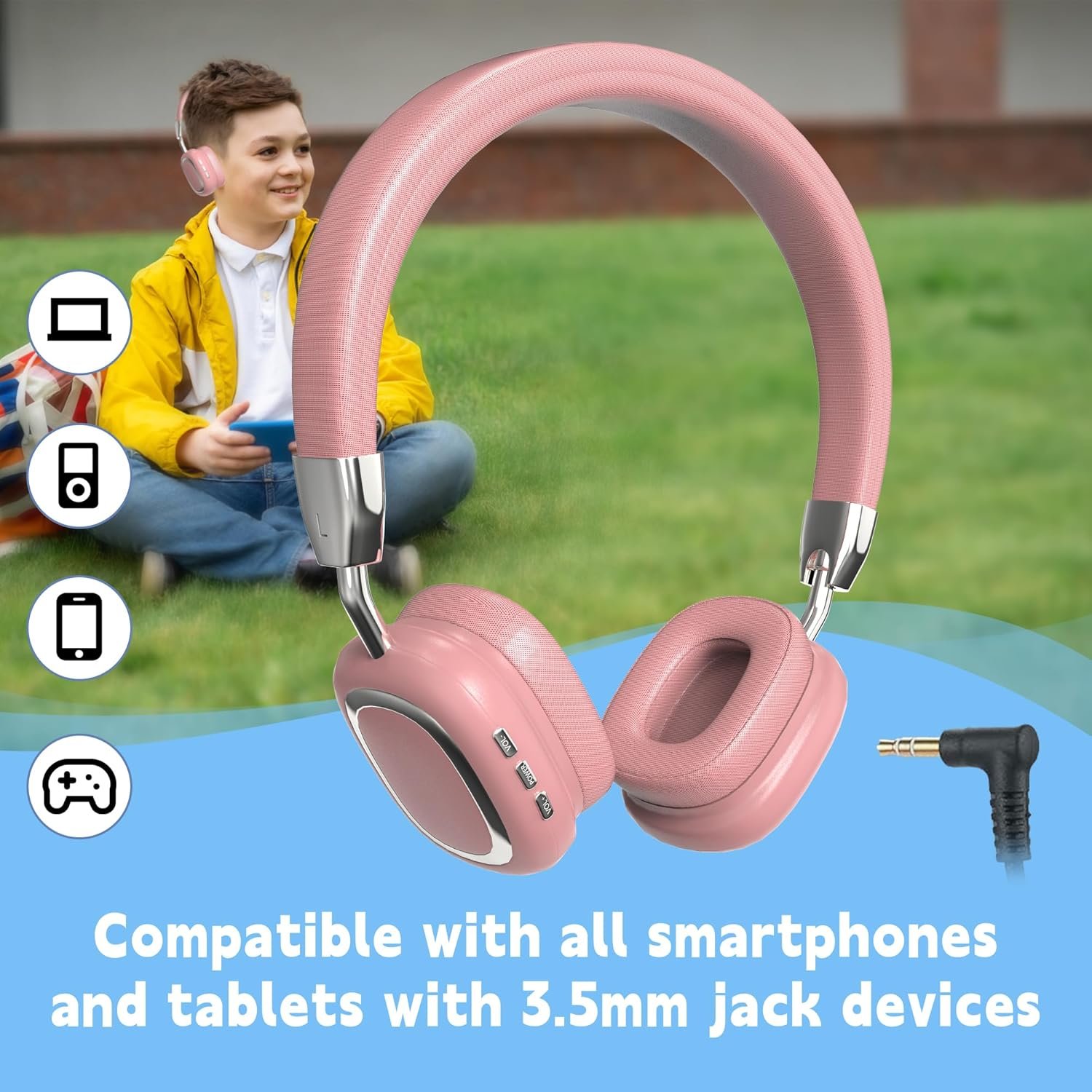 HiFi Stereo Foldable 5.3 Wireless Bluetooth Noise Cancelling Headphones