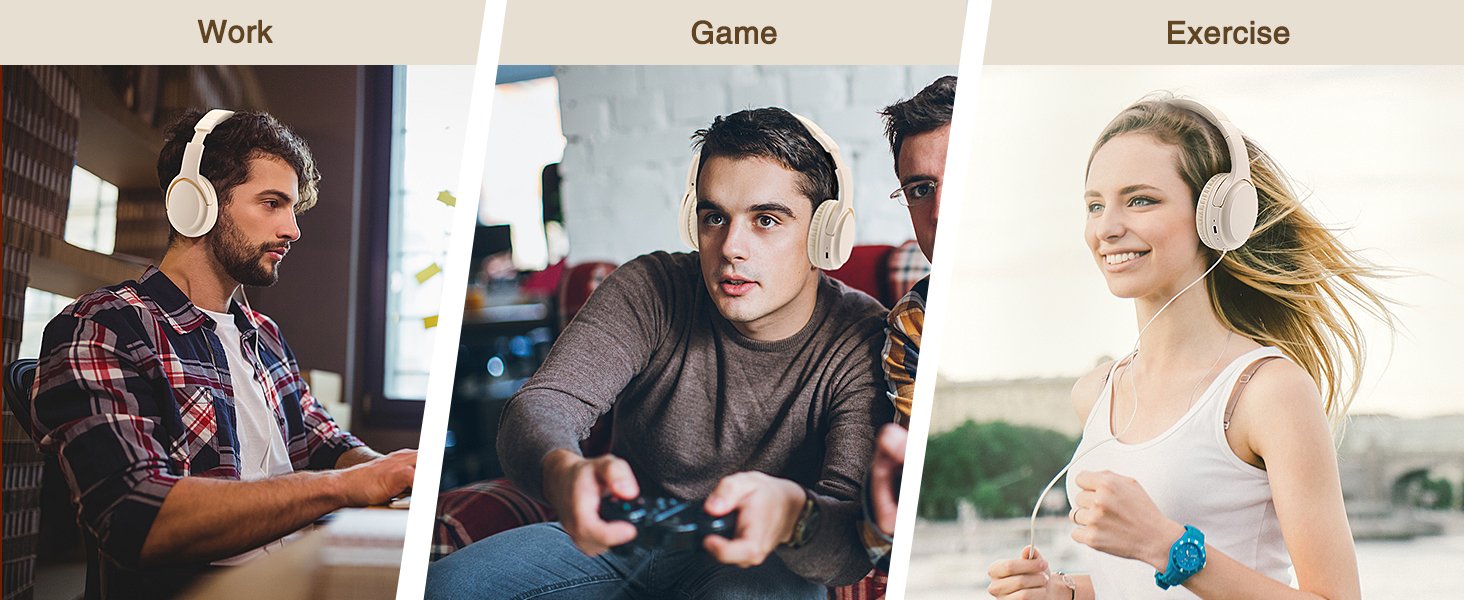 Wireless Headphones Bluetooth for Work Game Exercise School Gym