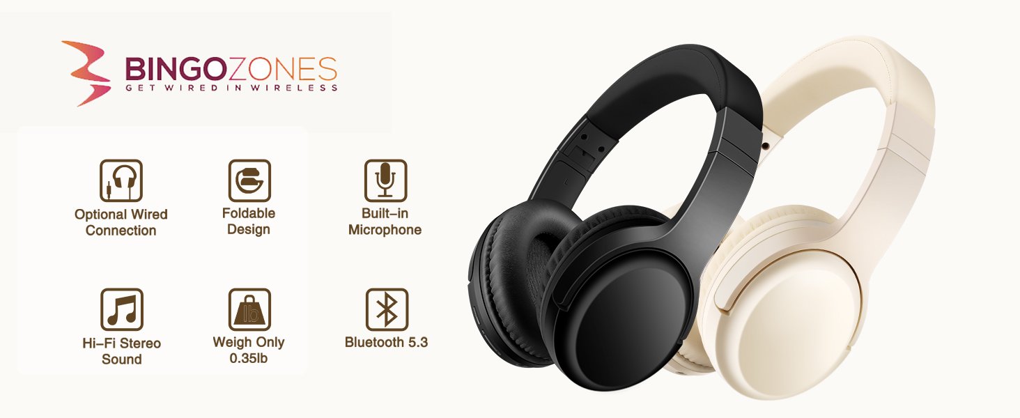 Headphone Wireless Bluetooth with Mic, Lightweight Gym Headphones for Adults