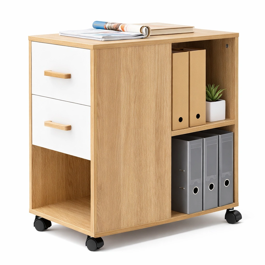 Mobiler Rollcontainer mit offenen Faechern braun-Javellio