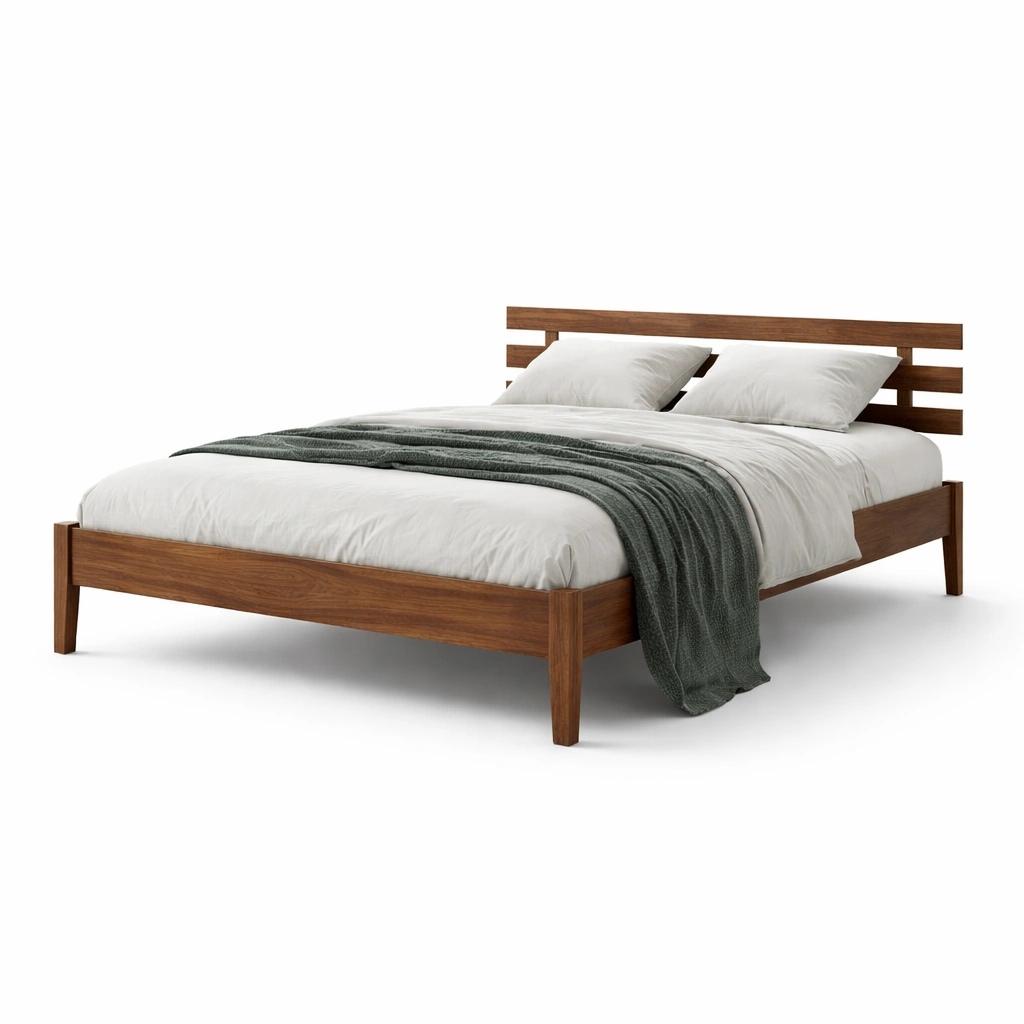Minimalistisches Holzbett Doppelbett Braun-Javellio