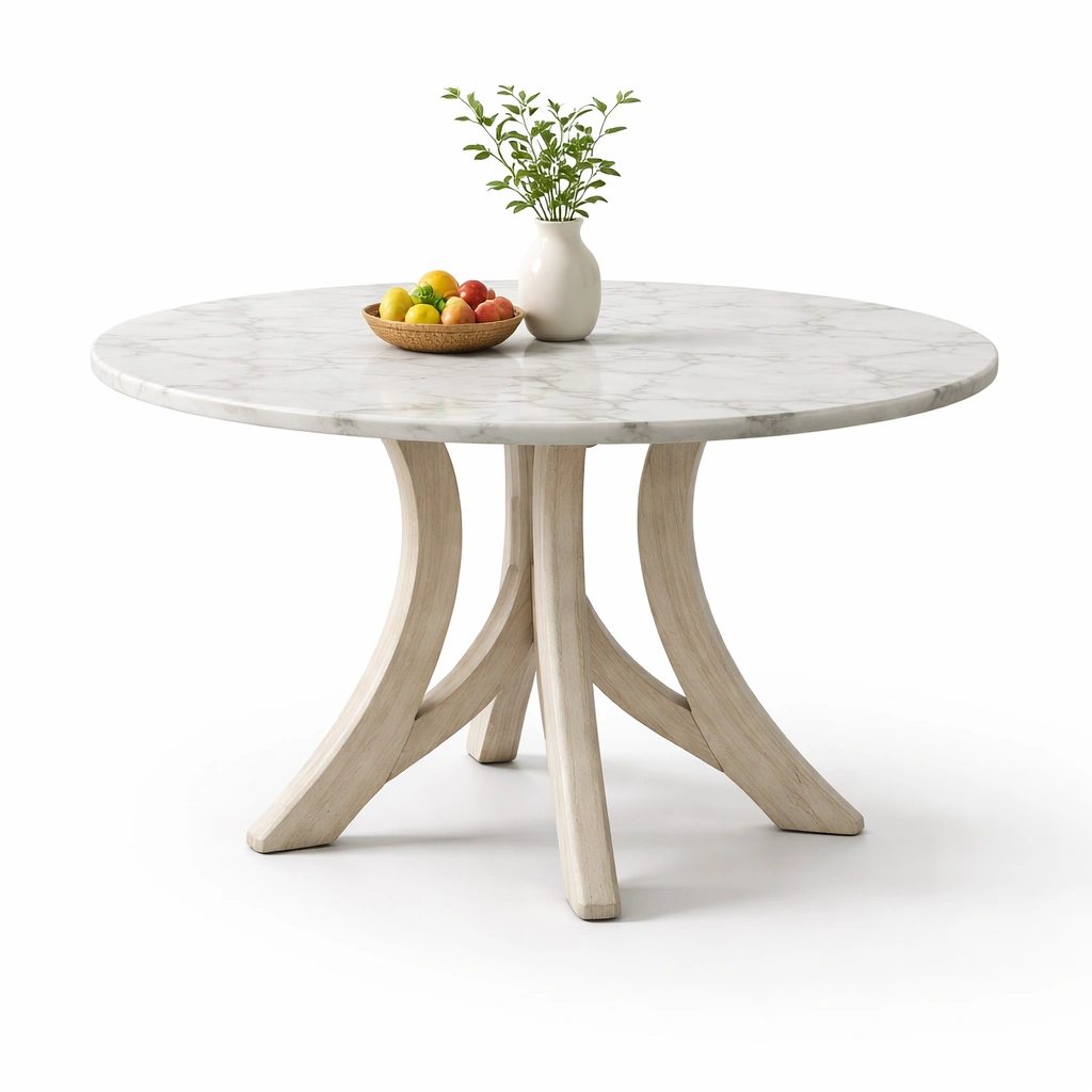 Runder Esstisch Marmoroptik Weiss-Javellio