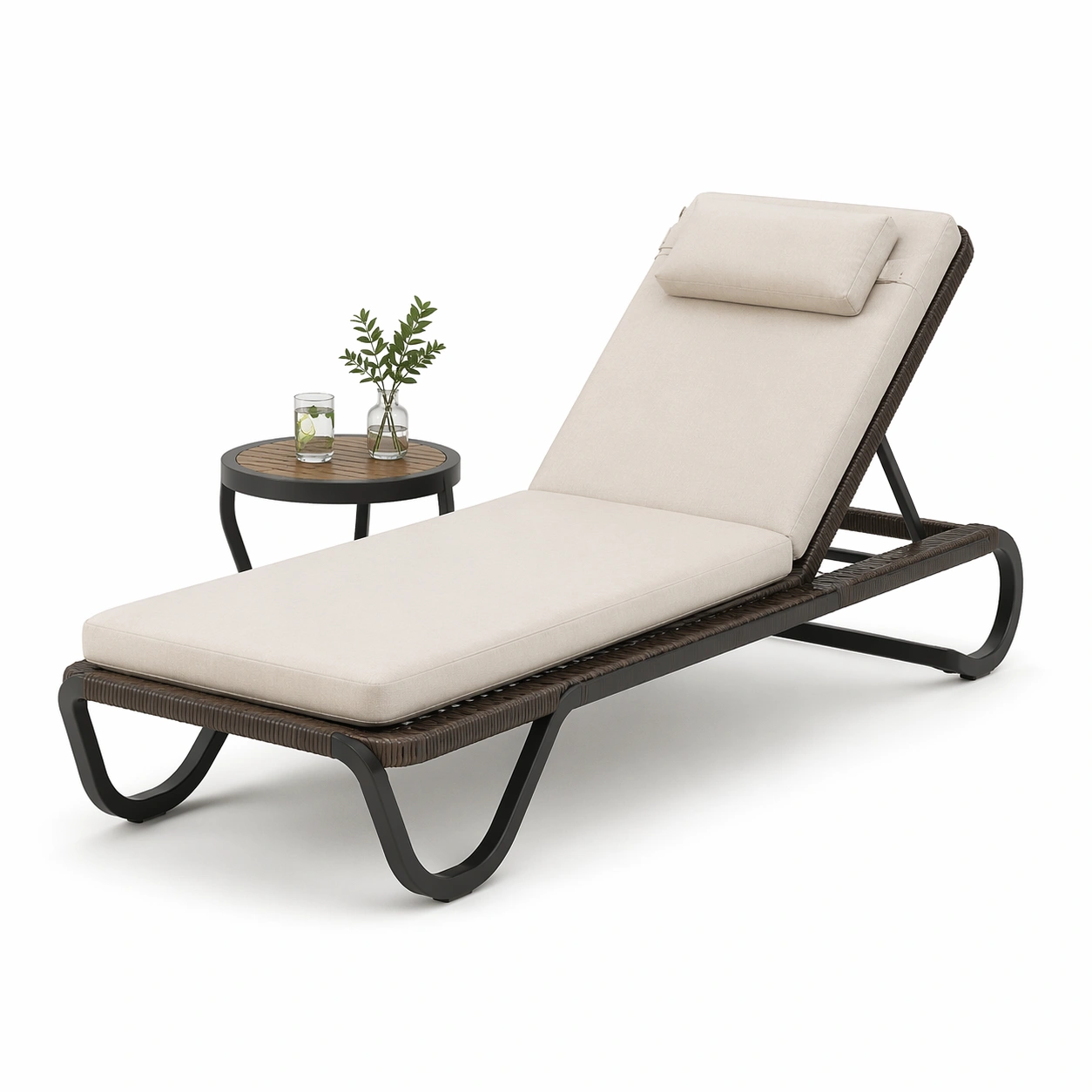 Outdoor Liege mit Seitentasche Beige-Javellio